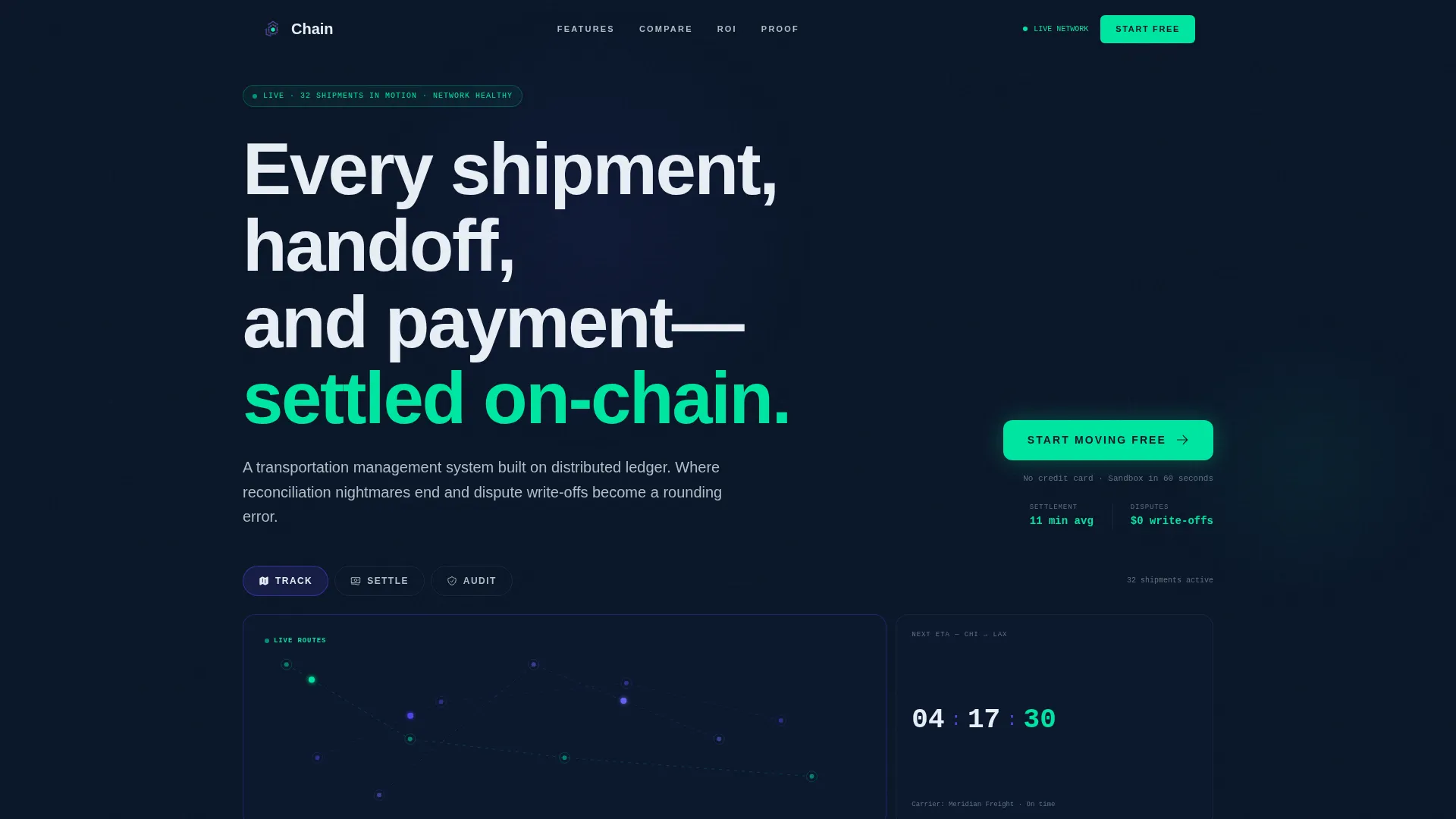 Blockchain TMS Bento Grid Landing Page Template