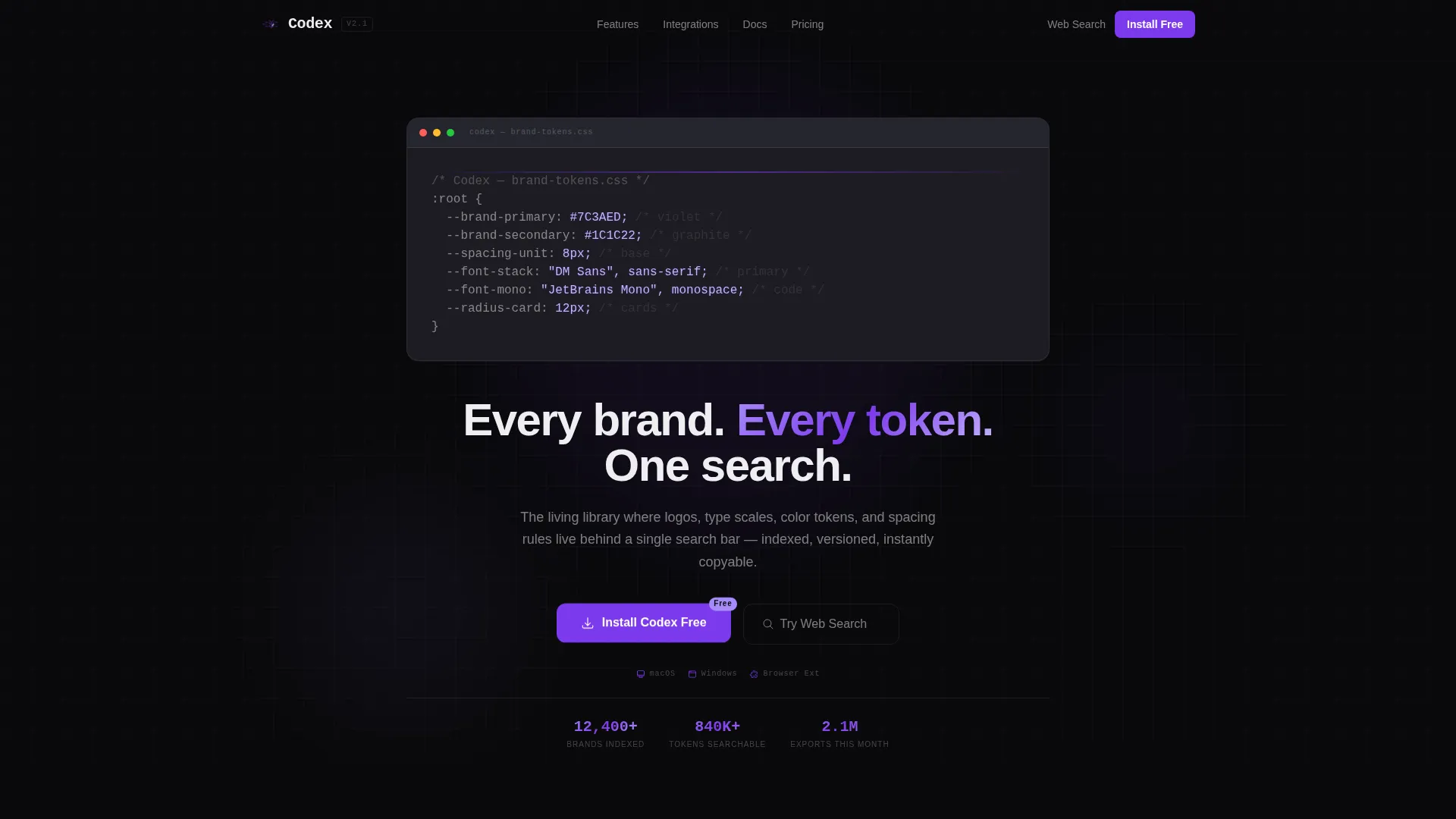 Searchable Brand Guidelines Landing Page Template