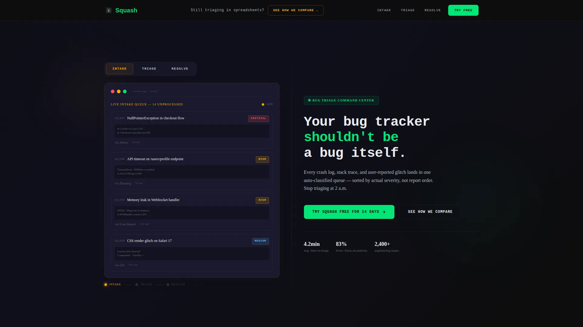 Bug Tracking Landing Page Template | Dashboard Pro