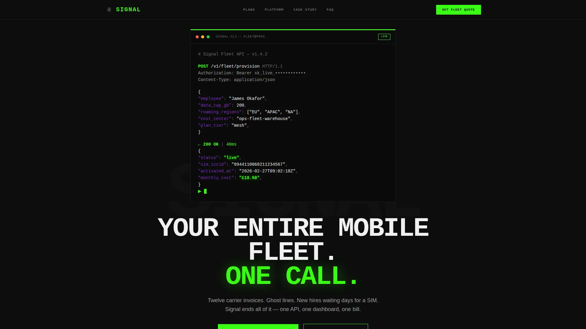 Business Mobile Fleet Landing Page Template