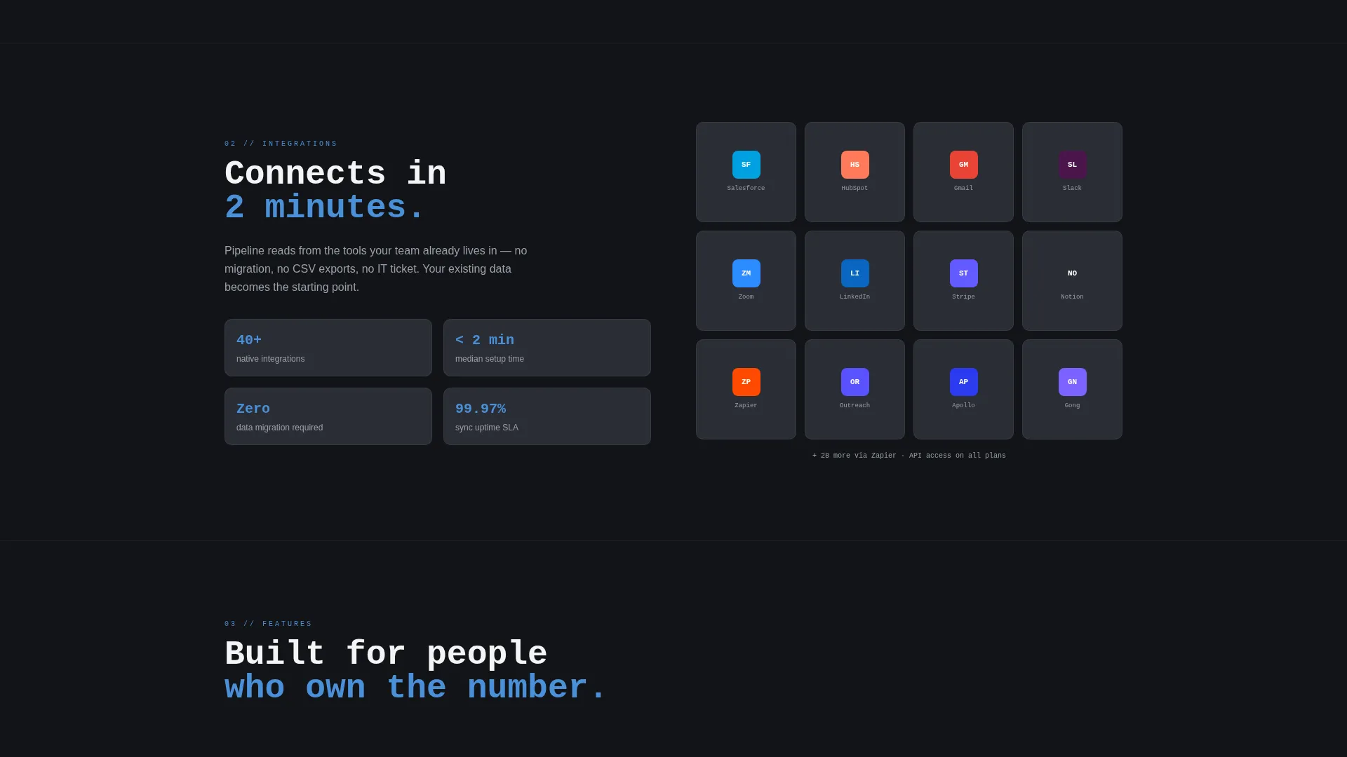 CRM Landing Page Template, Data Command Design
