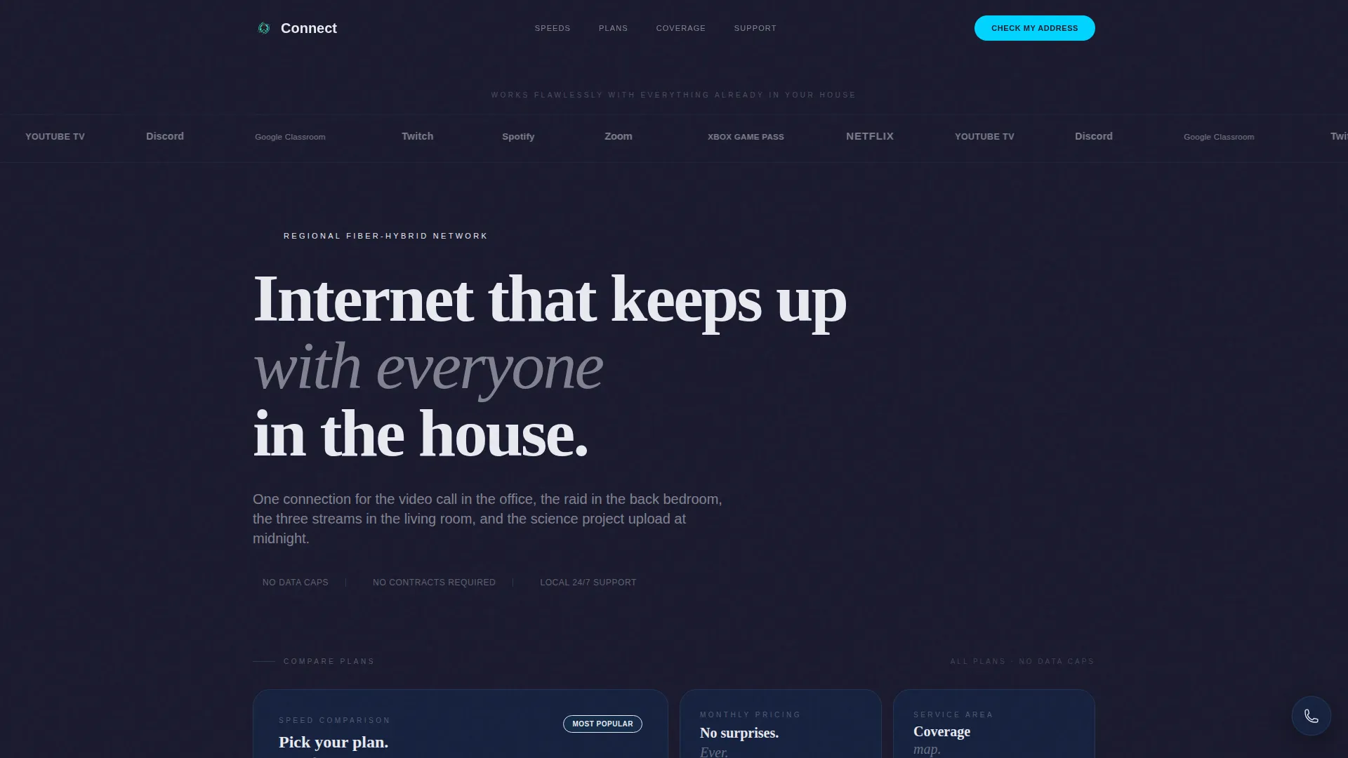 Cable Internet Provider Bento Grid Landing Page