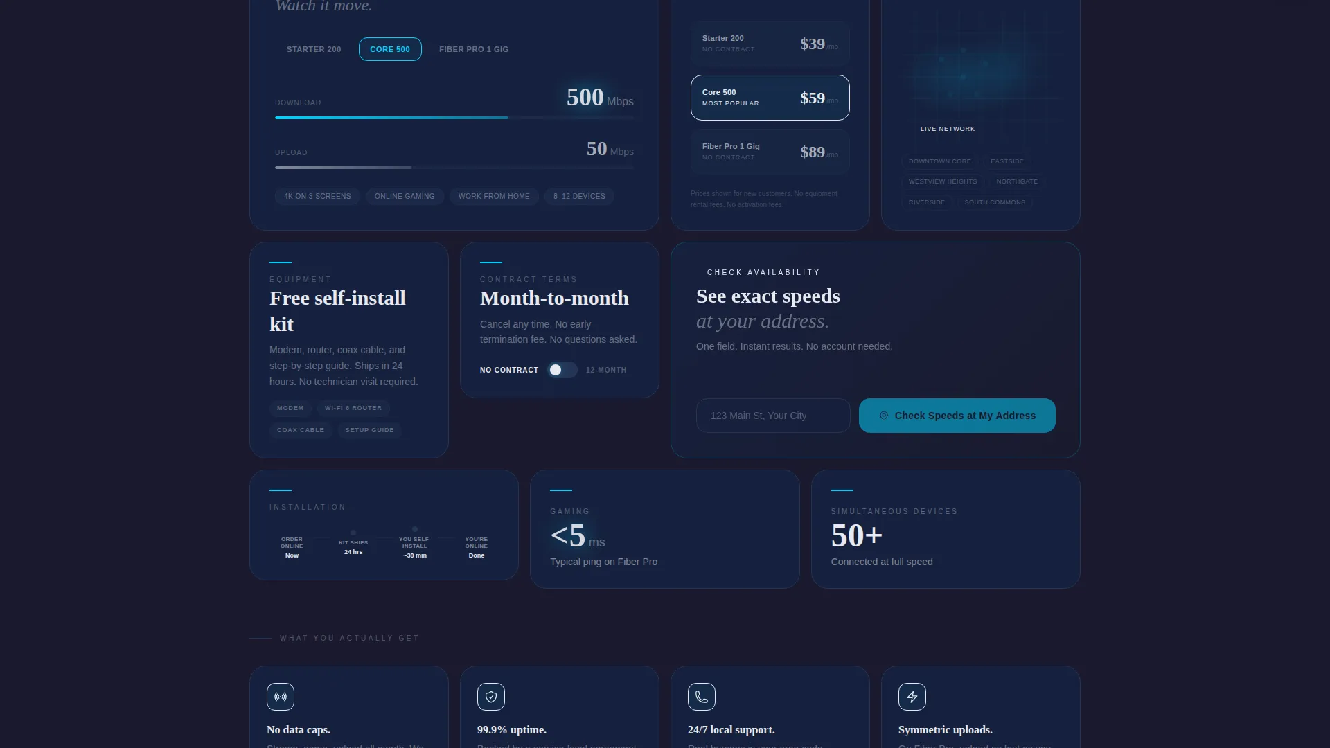Cable Internet Provider Bento Grid Landing Page
