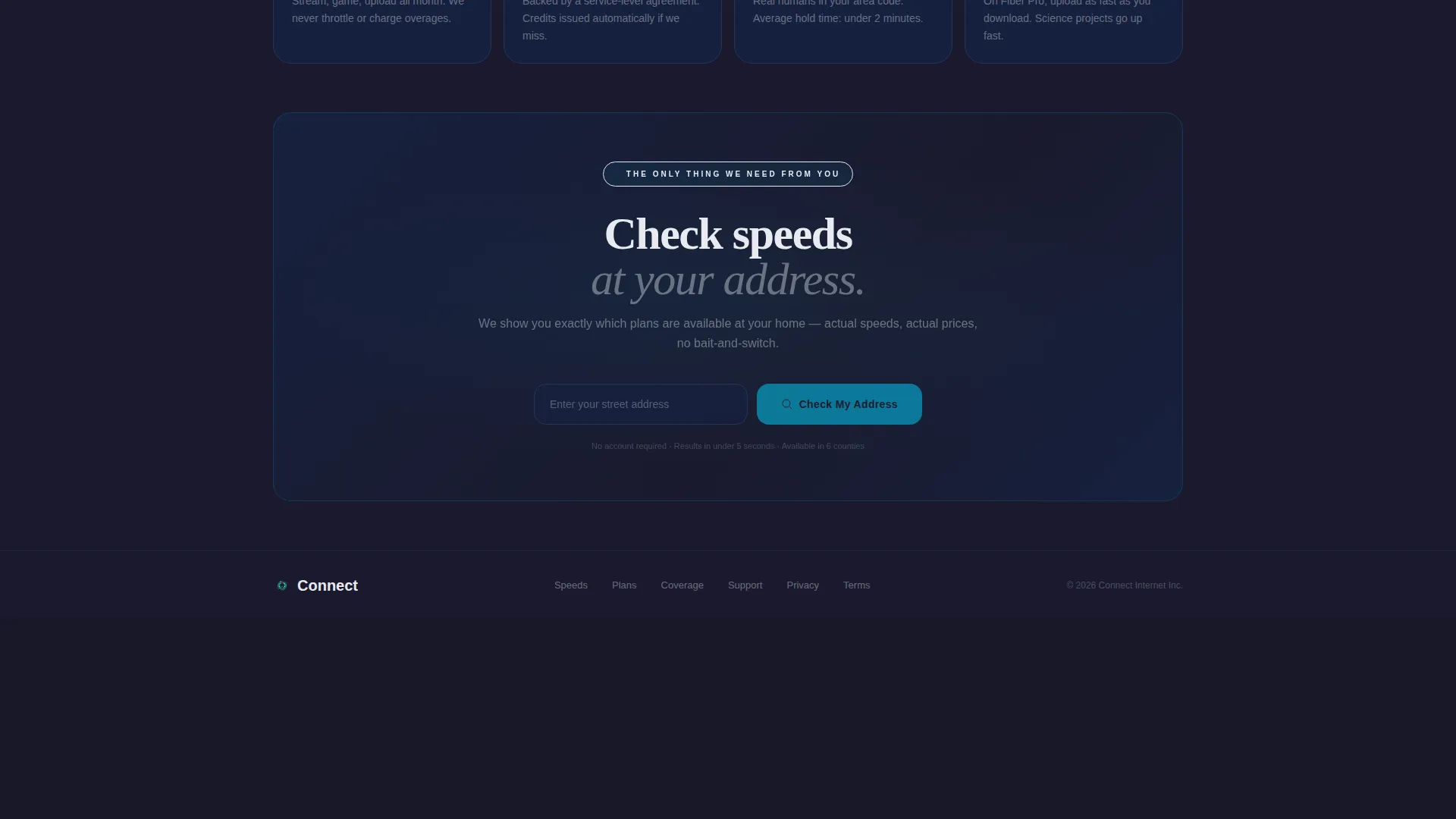 Cable Internet Provider Bento Grid Landing Page