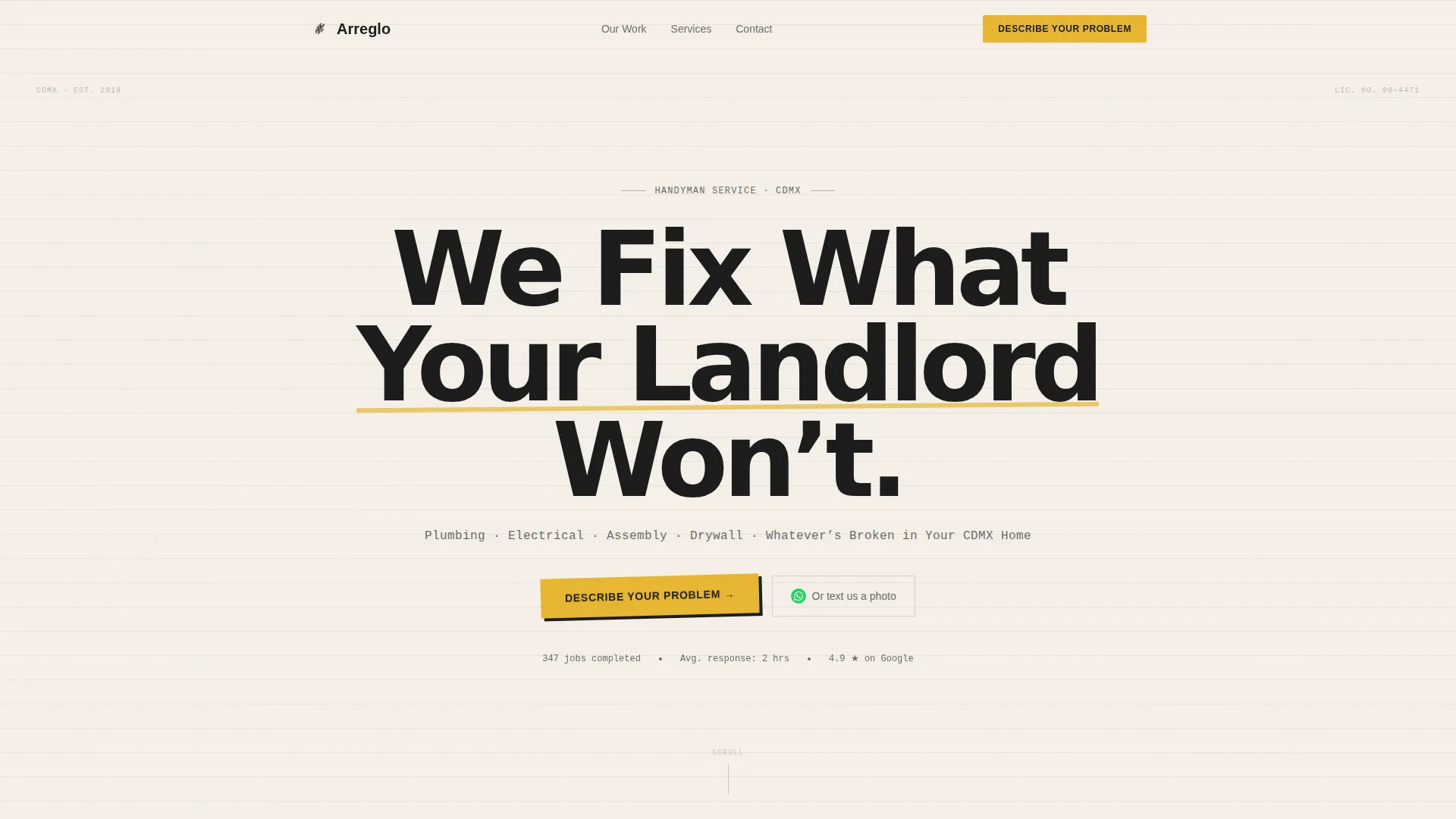 Handyman Landing Page Template for CDMX Services