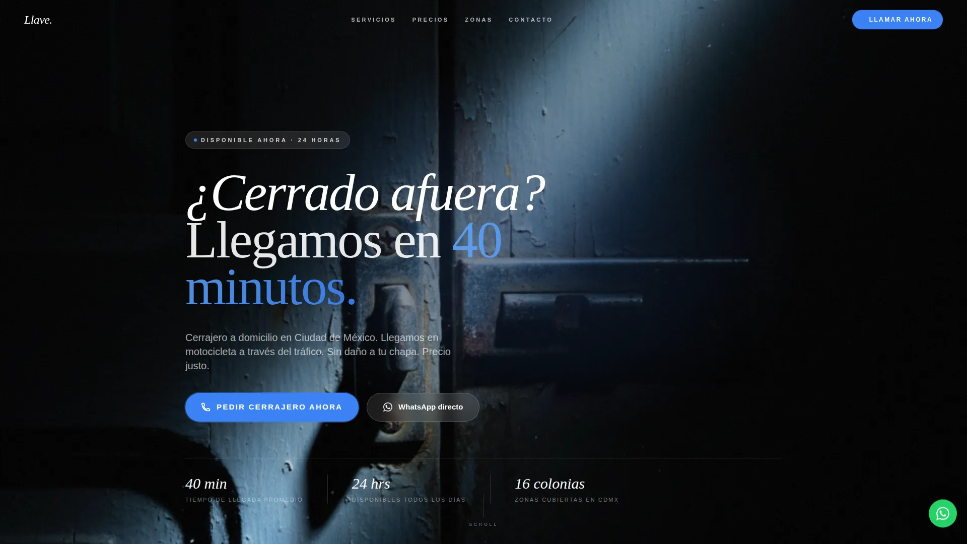 24-Hour Locksmith Landing Page Template for Mexico City