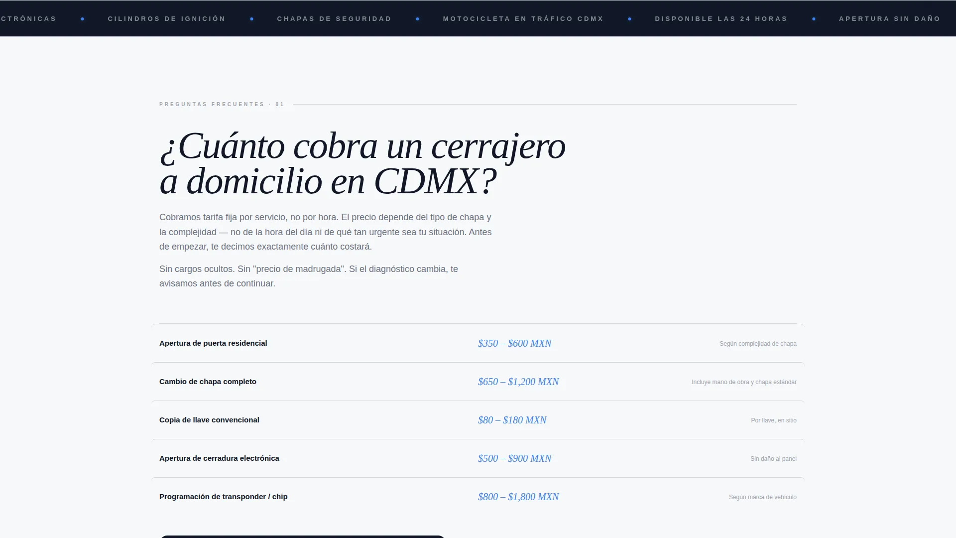 24-Hour Locksmith Landing Page Template for Mexico City