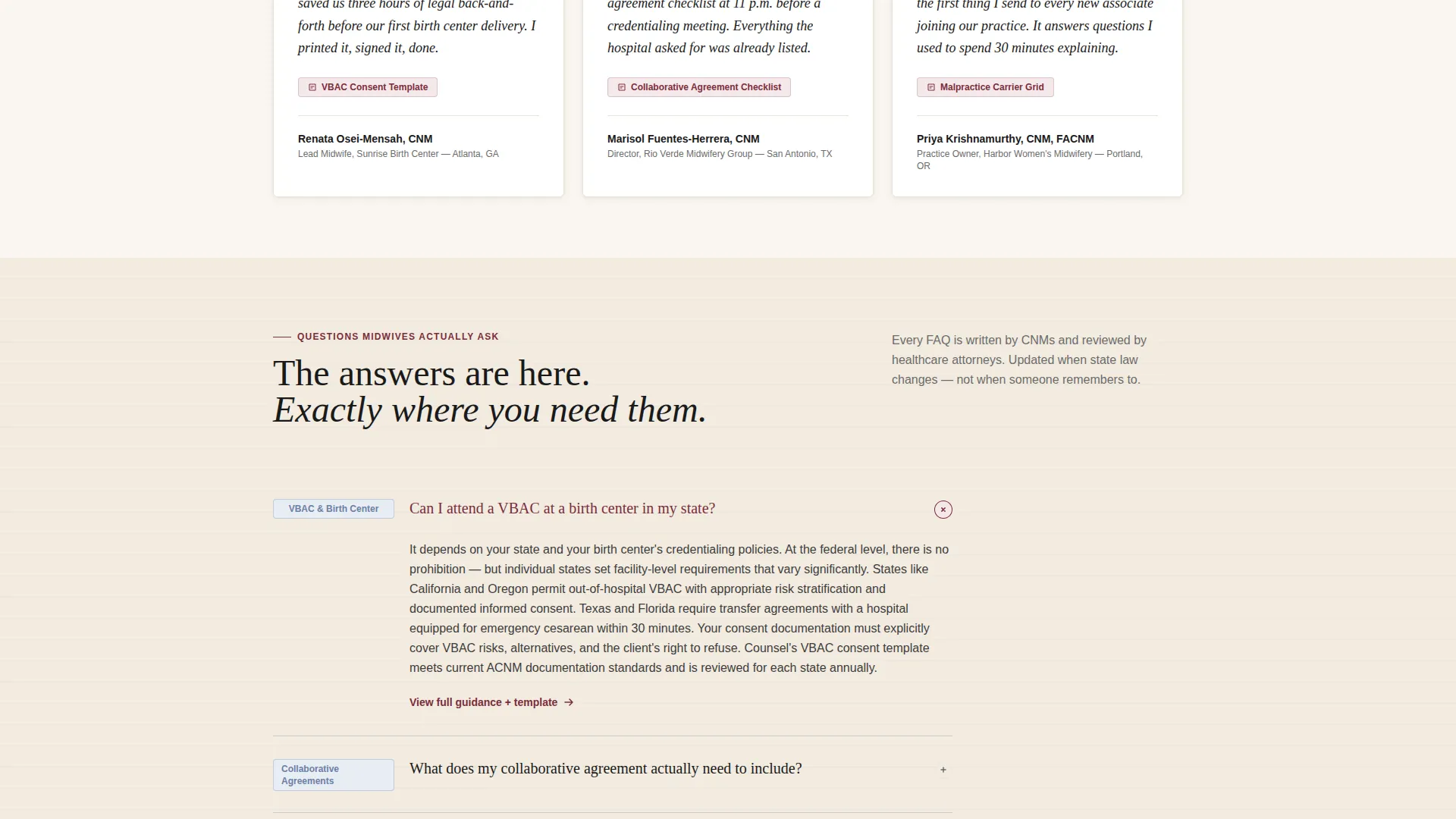 Midwifery Legal Resource Landing Page Template
