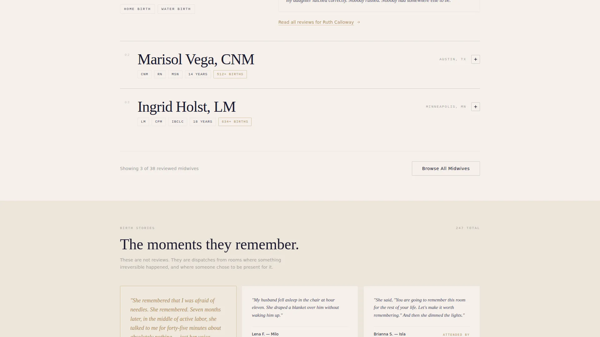 and Midwife Landing Page Template - Testimonial-Led Design