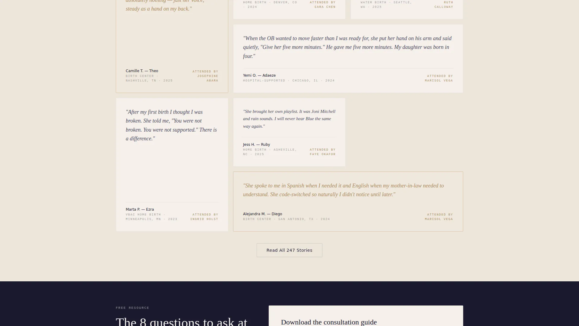 and Midwife Landing Page Template - Testimonial-Led Design