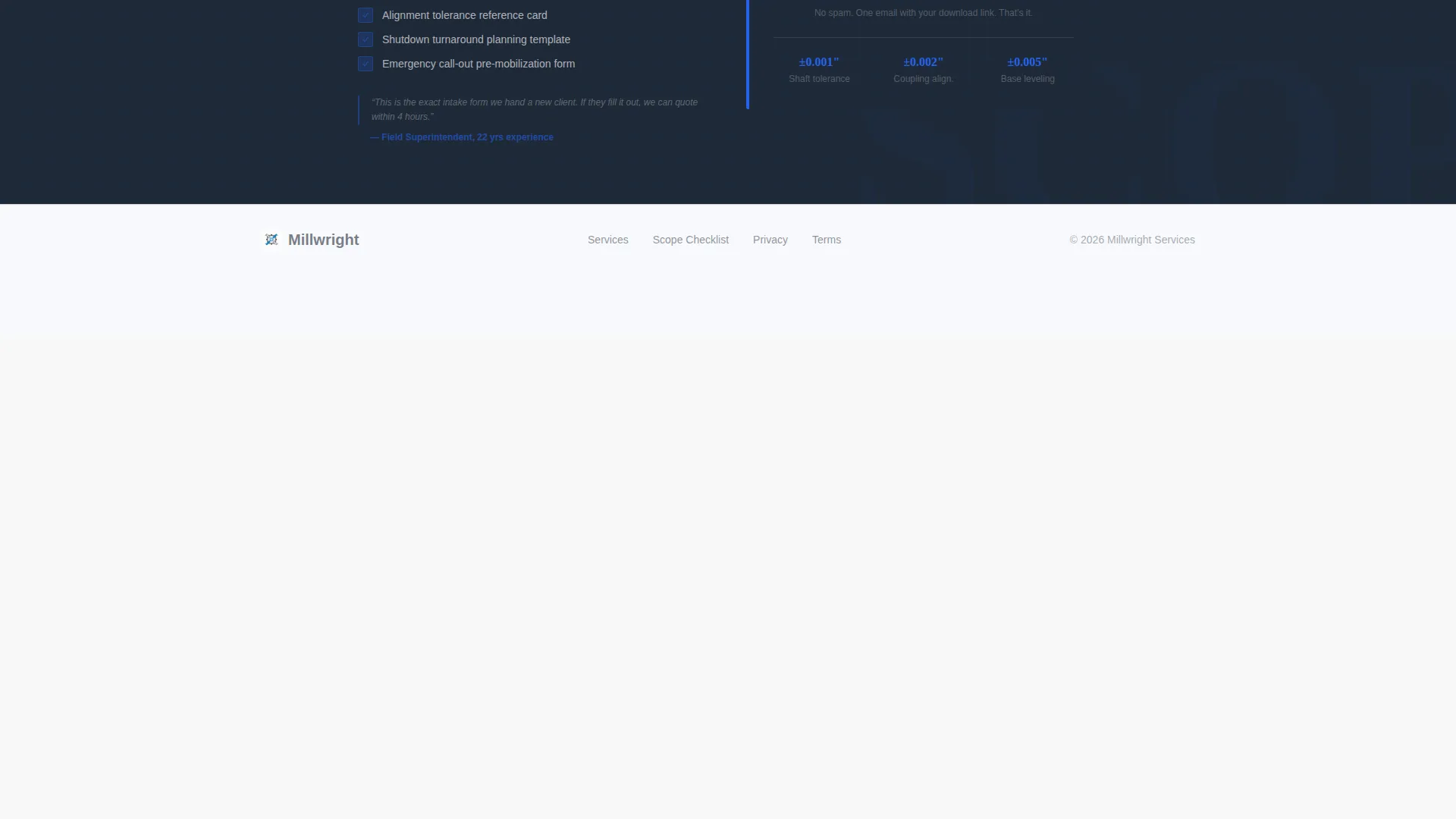 Advanced Millwright Business Site Maintenance Website Template