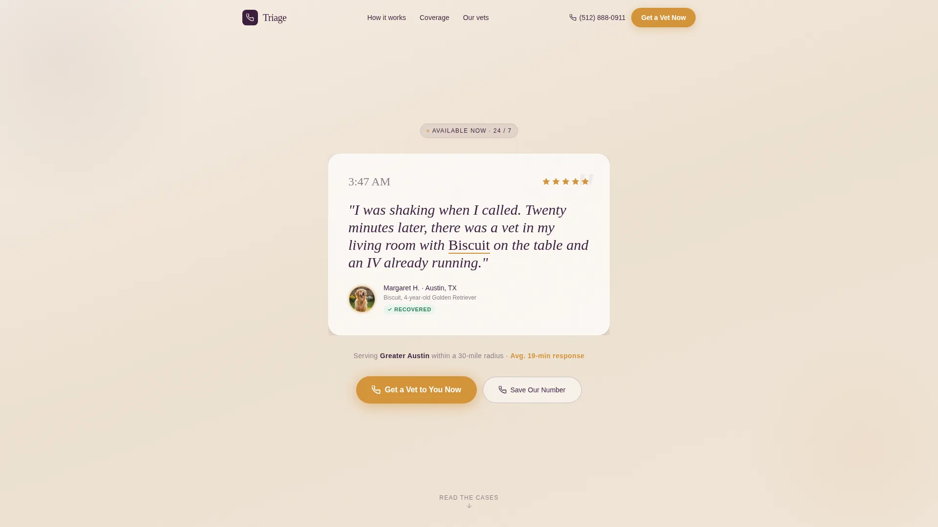 Mobile Vet Emergency Landing Page Template
