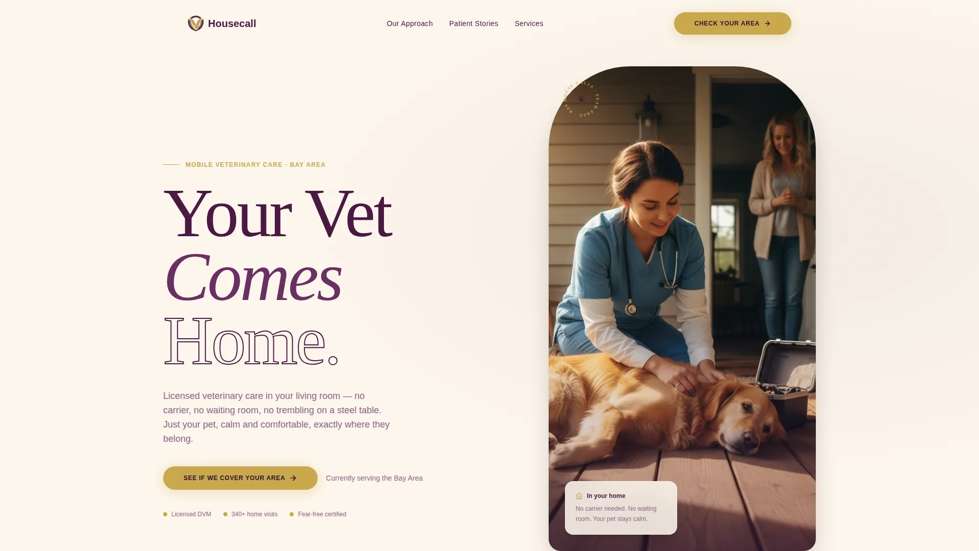 Mobile Vet Landing Page Template | Editorial Style