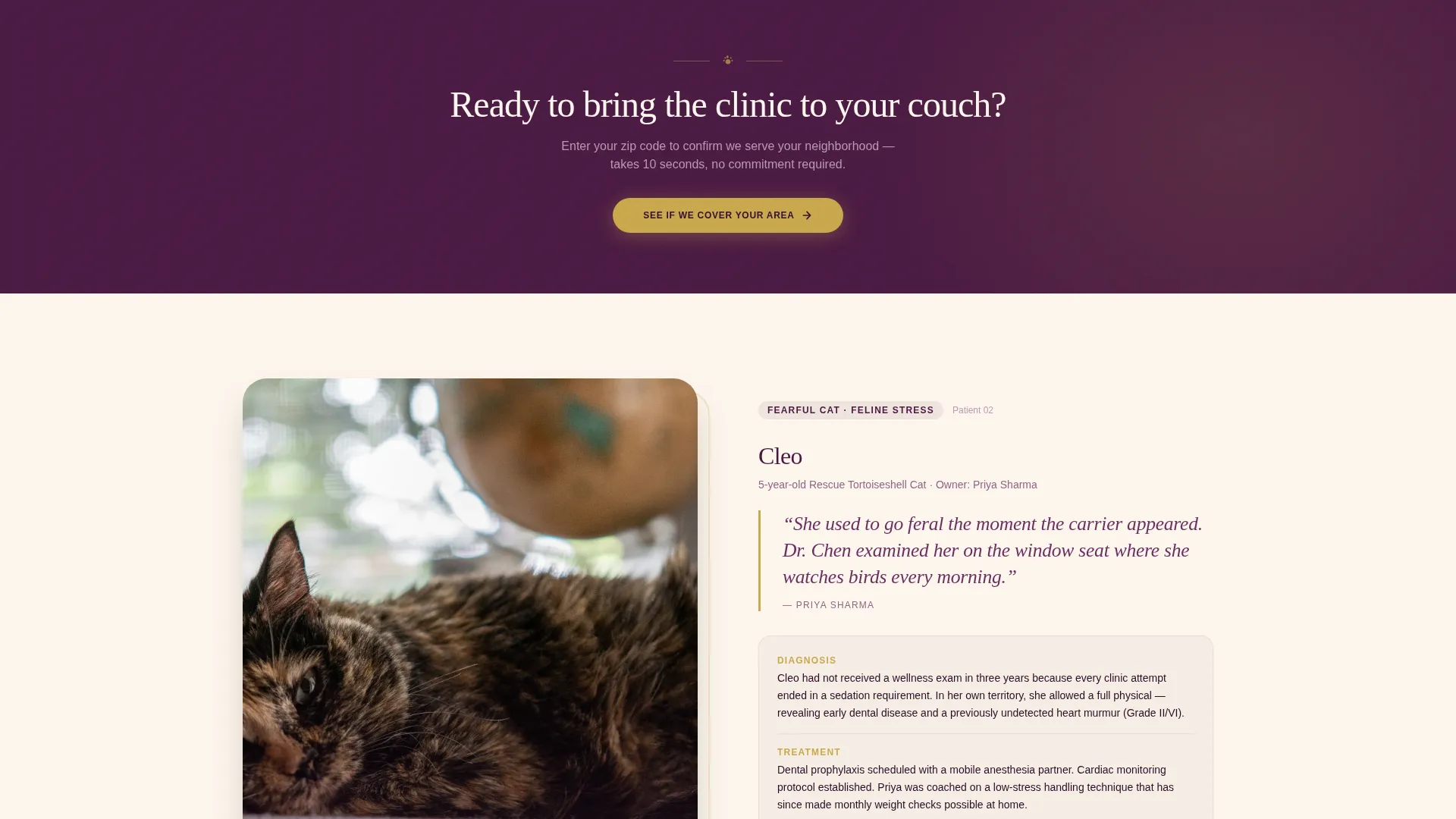 Mobile Vet Landing Page Template | Editorial Style