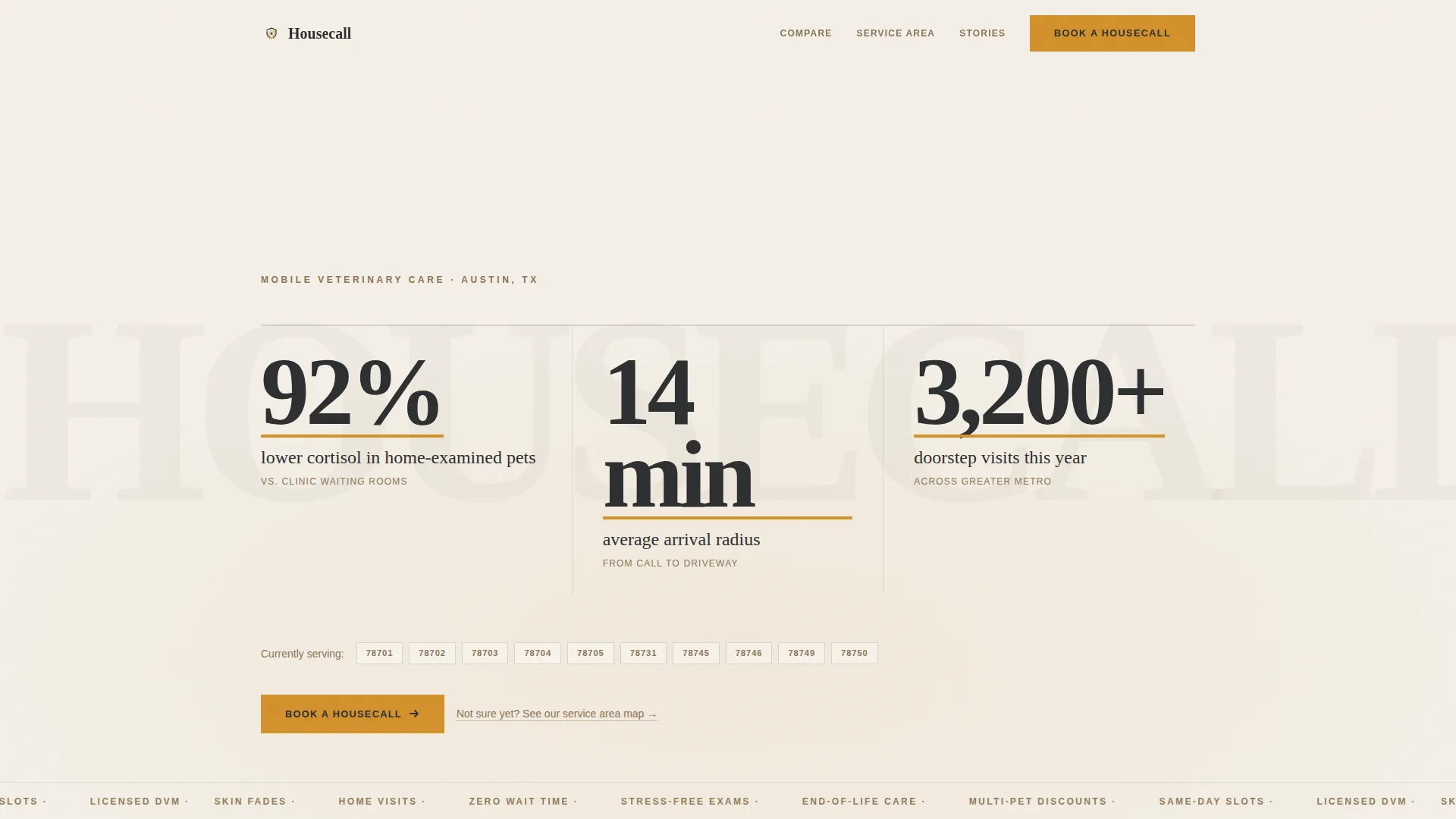 Mobile Vet Landing Page Template for Local Booking