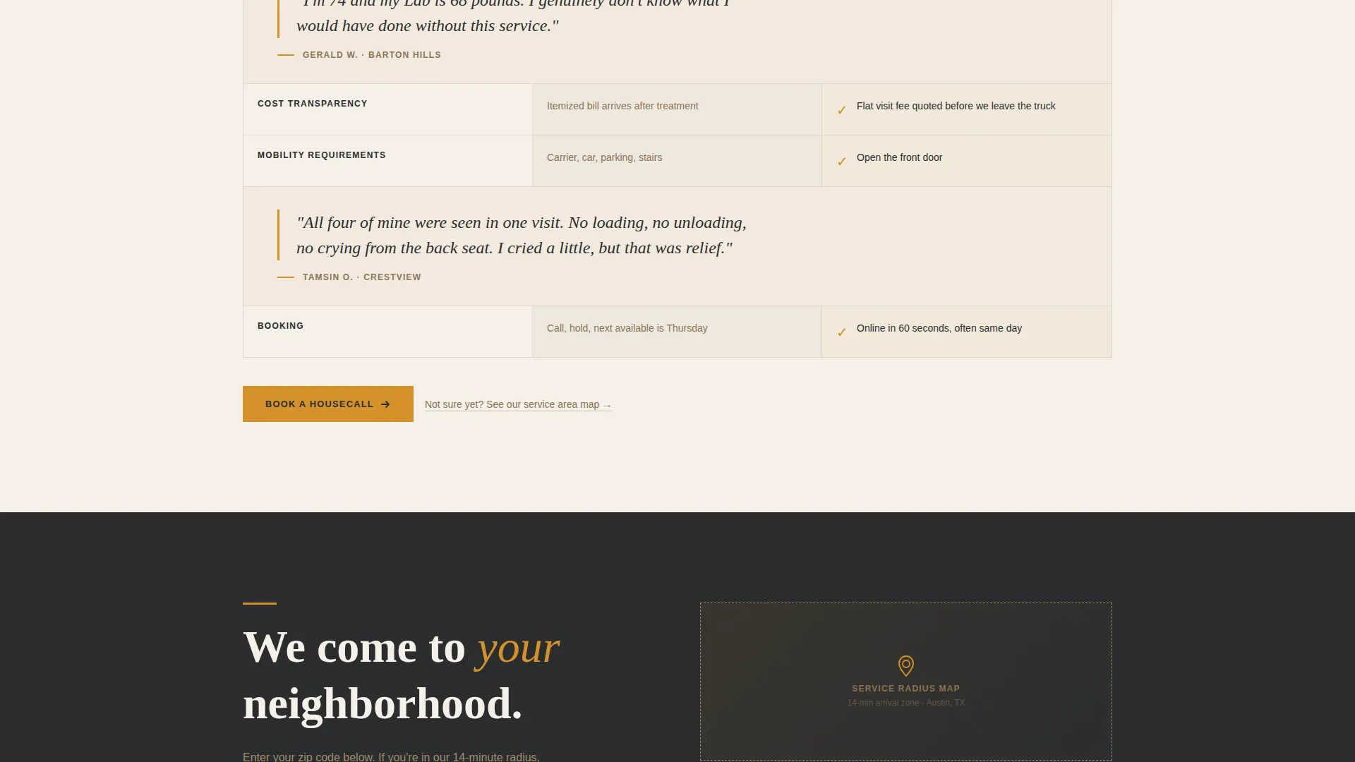 Mobile Vet Landing Page Template for Local Booking