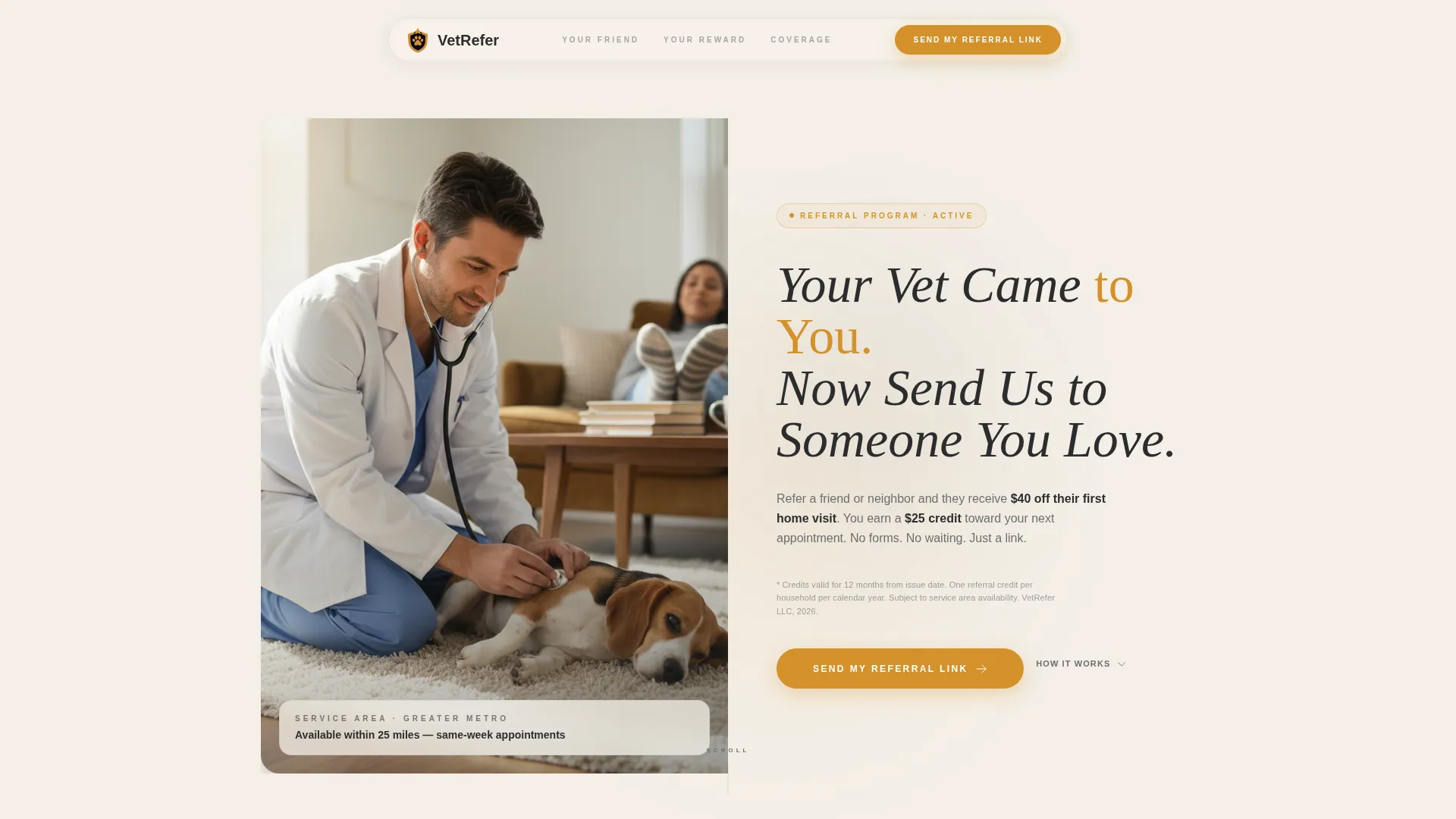 Mobile Vet Referral Landing Page Template