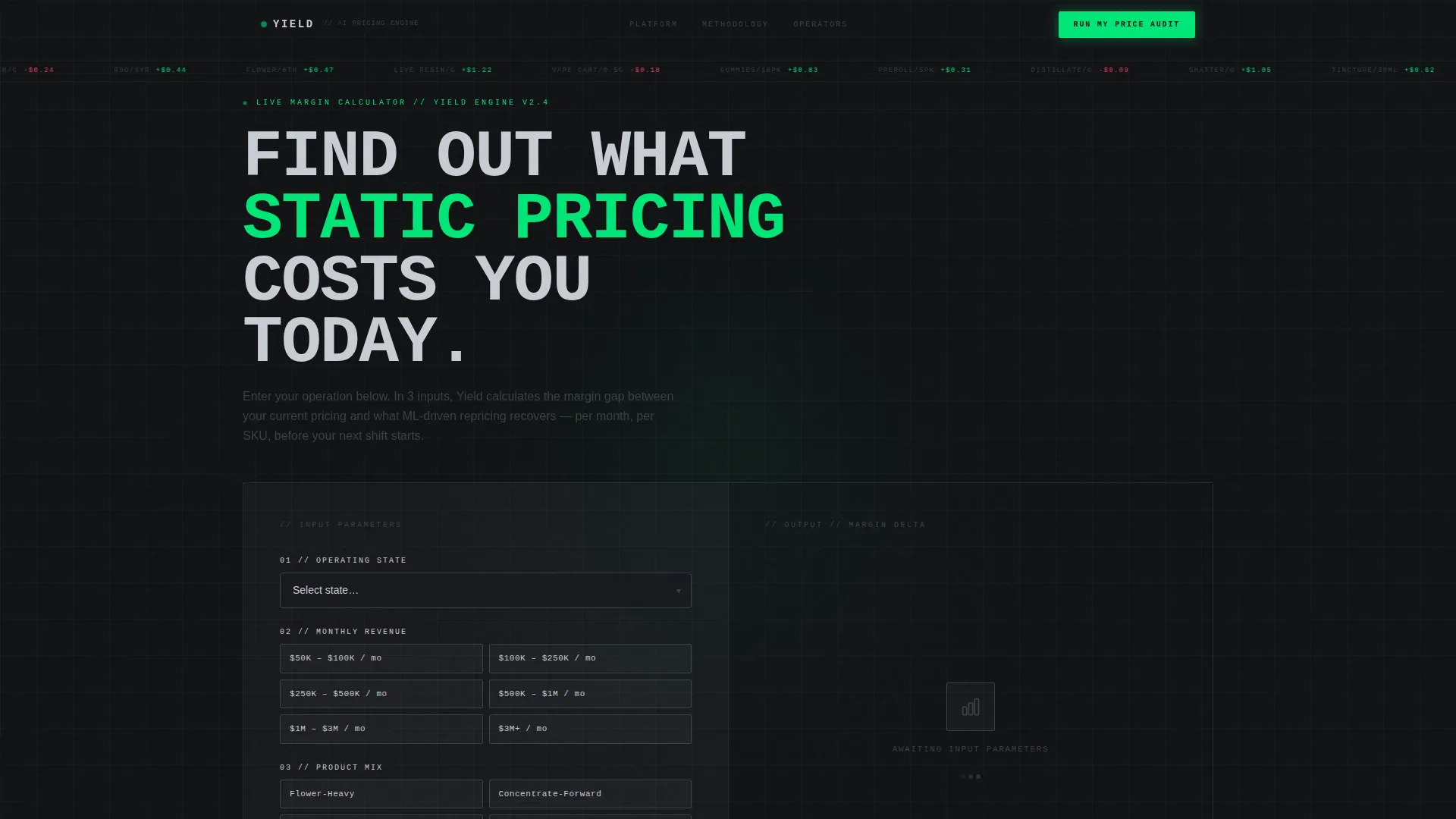 Cannabis AI Pricing Platform Landing Page Template