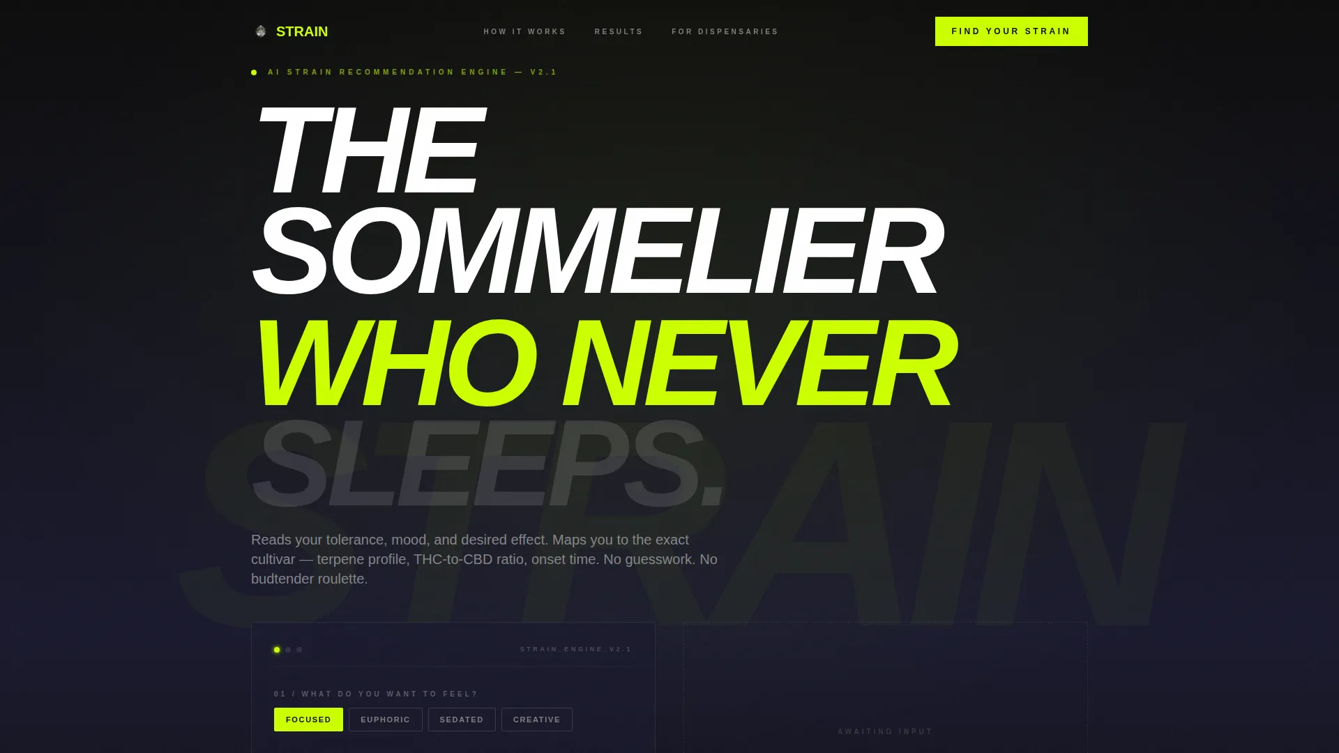 Cannabis AI Recommendation Landing Page Template