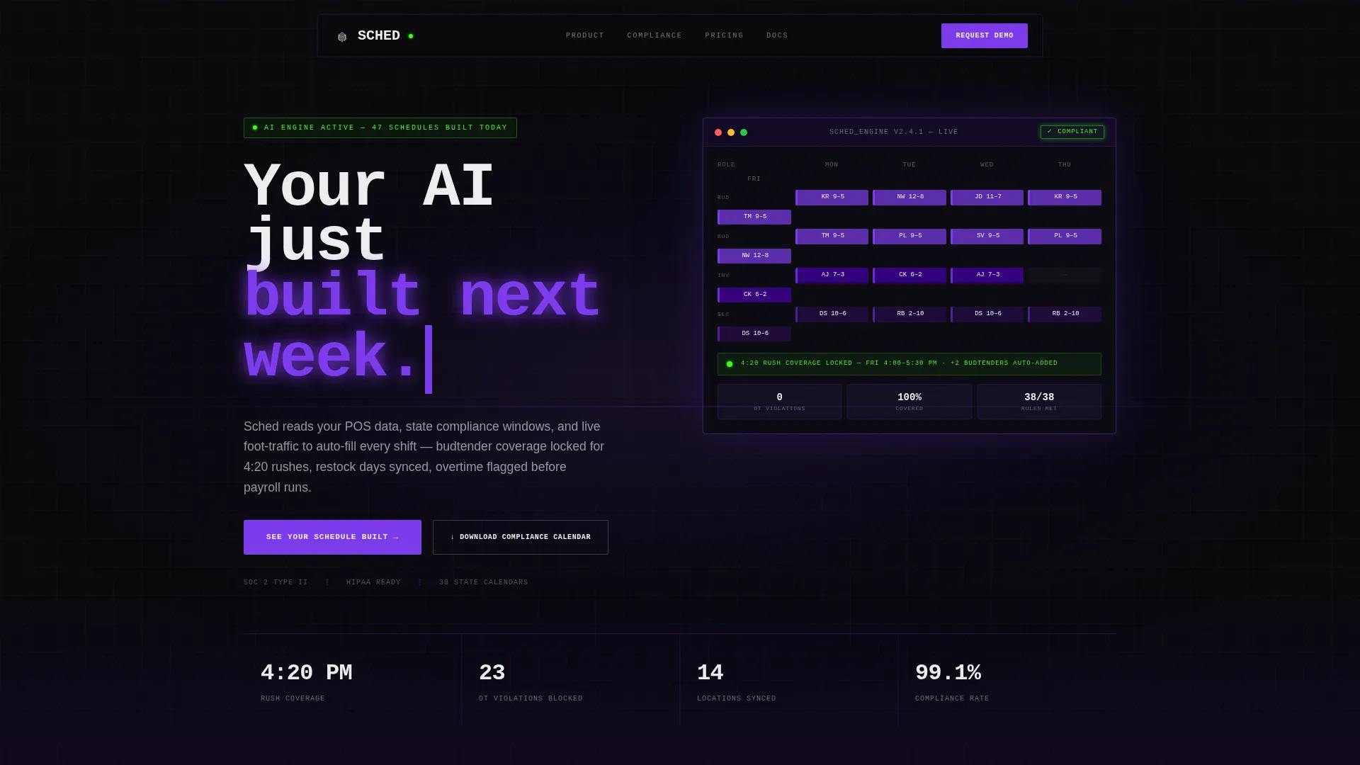 AI Dispensary Scheduling Landing Page Template