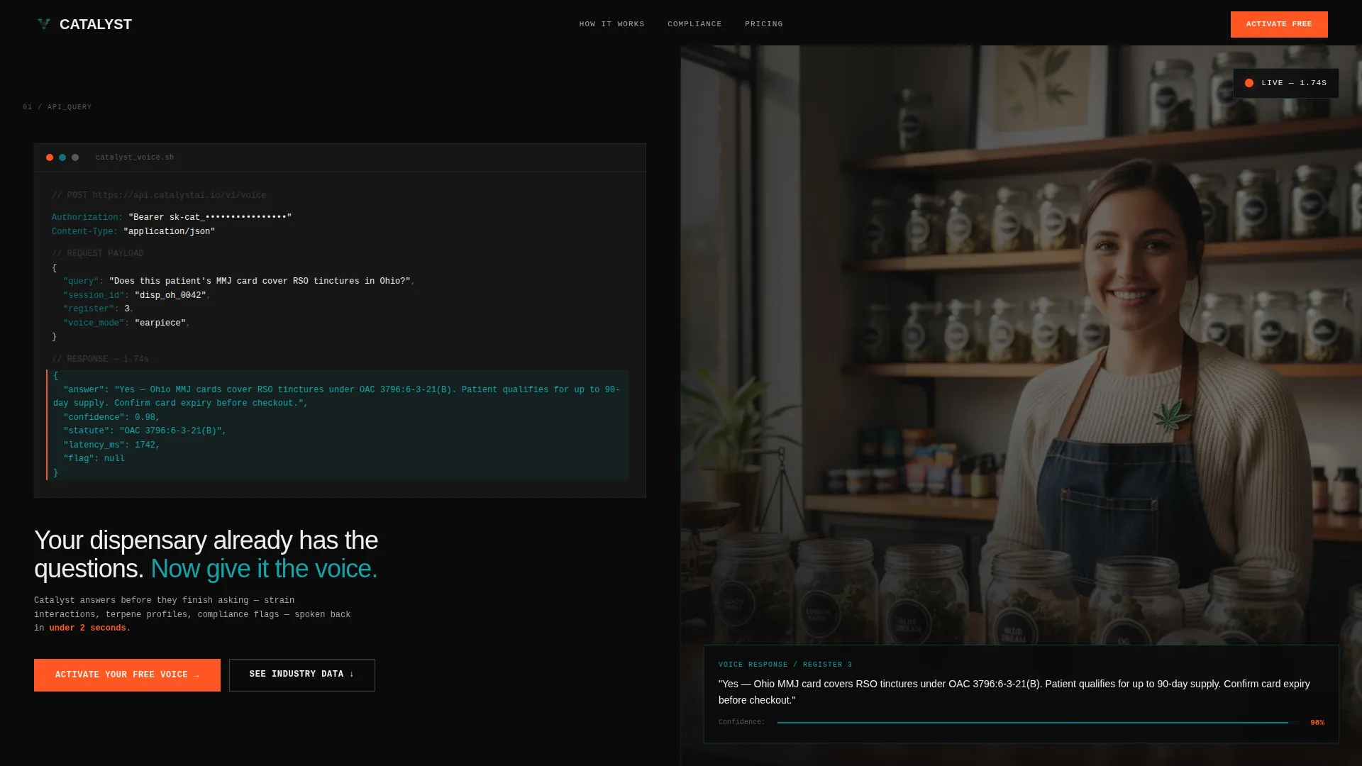 Cannabis AI Voice Assistant Landing Page Template