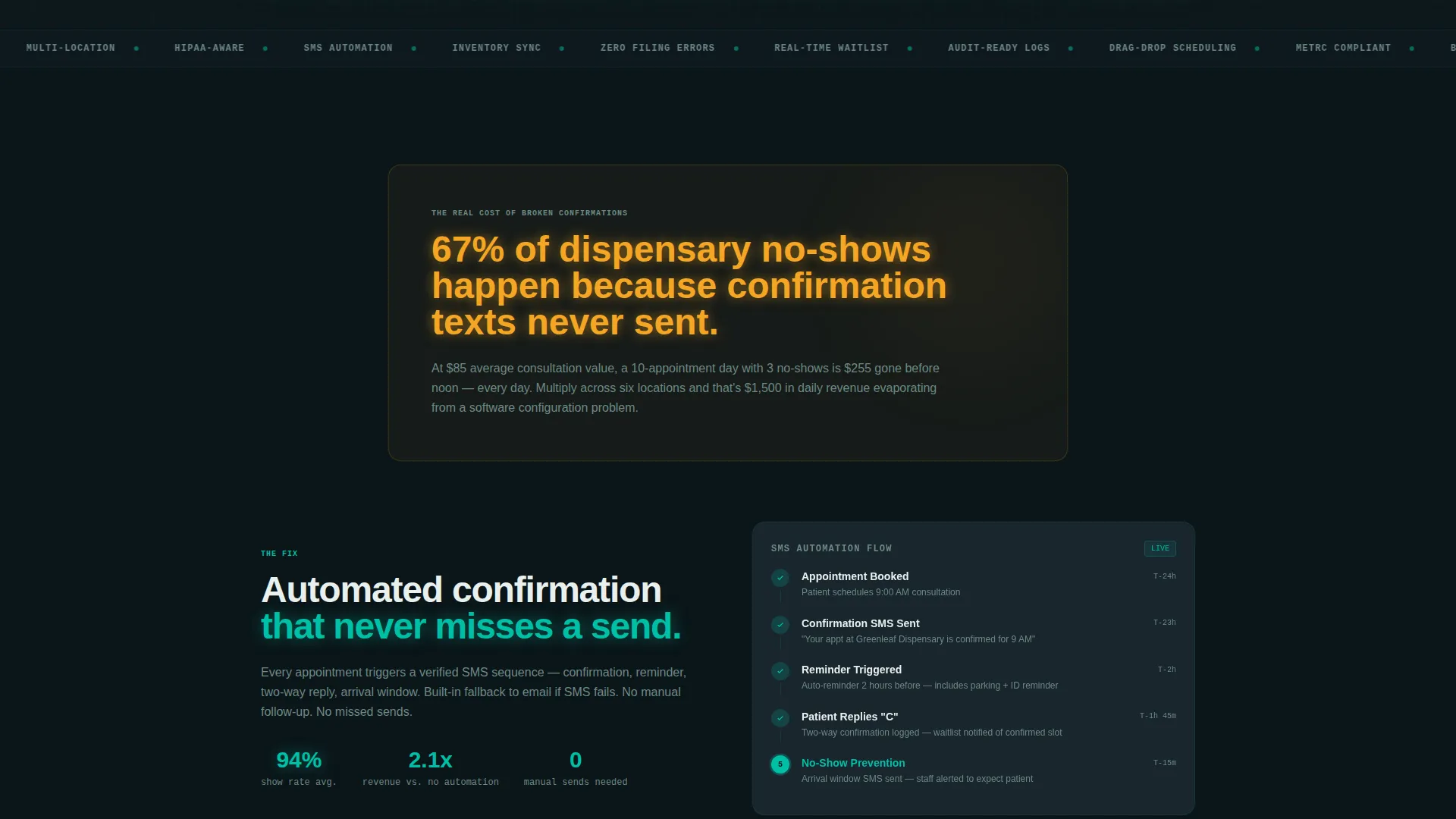 Cannabis Booking Software Landing Page Template
