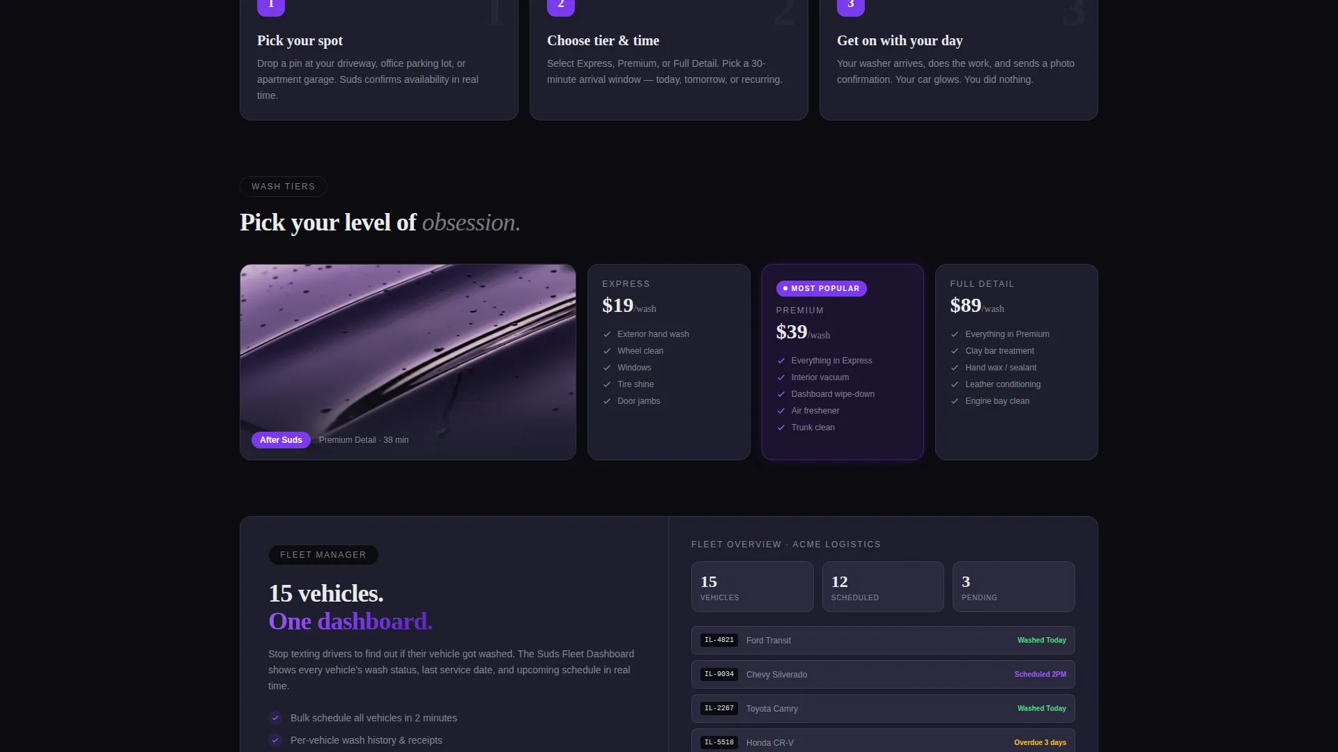 Car Wash Booking App Landing Page Template