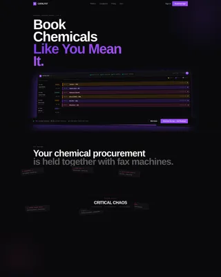 Chemical Booking System Landing Page Template