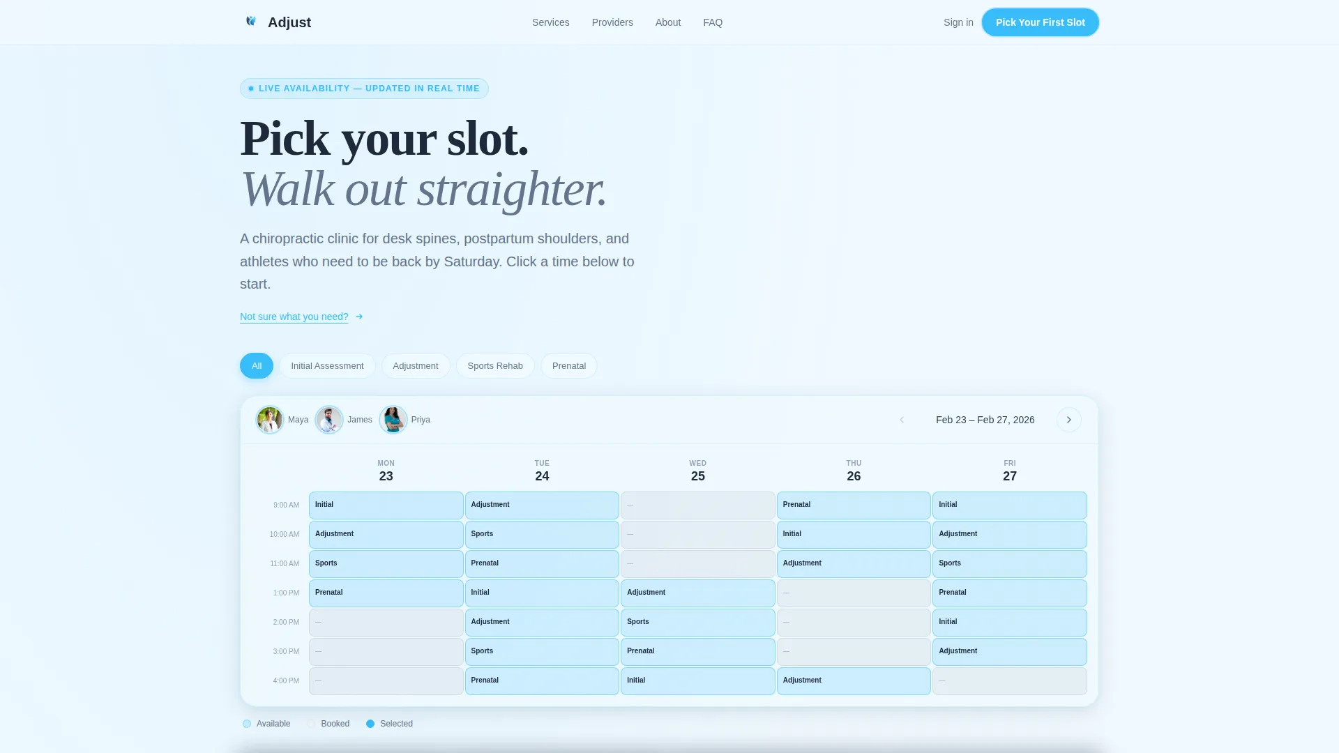 Modern Chiropractic Booking Landing Page Template