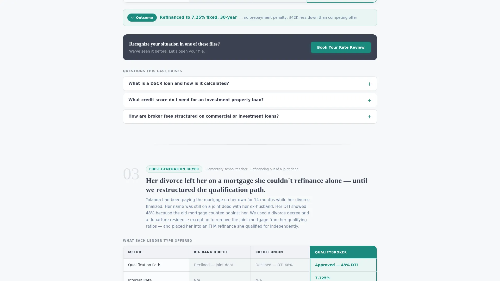 Mortgage Broker Comparison Table Landing Page