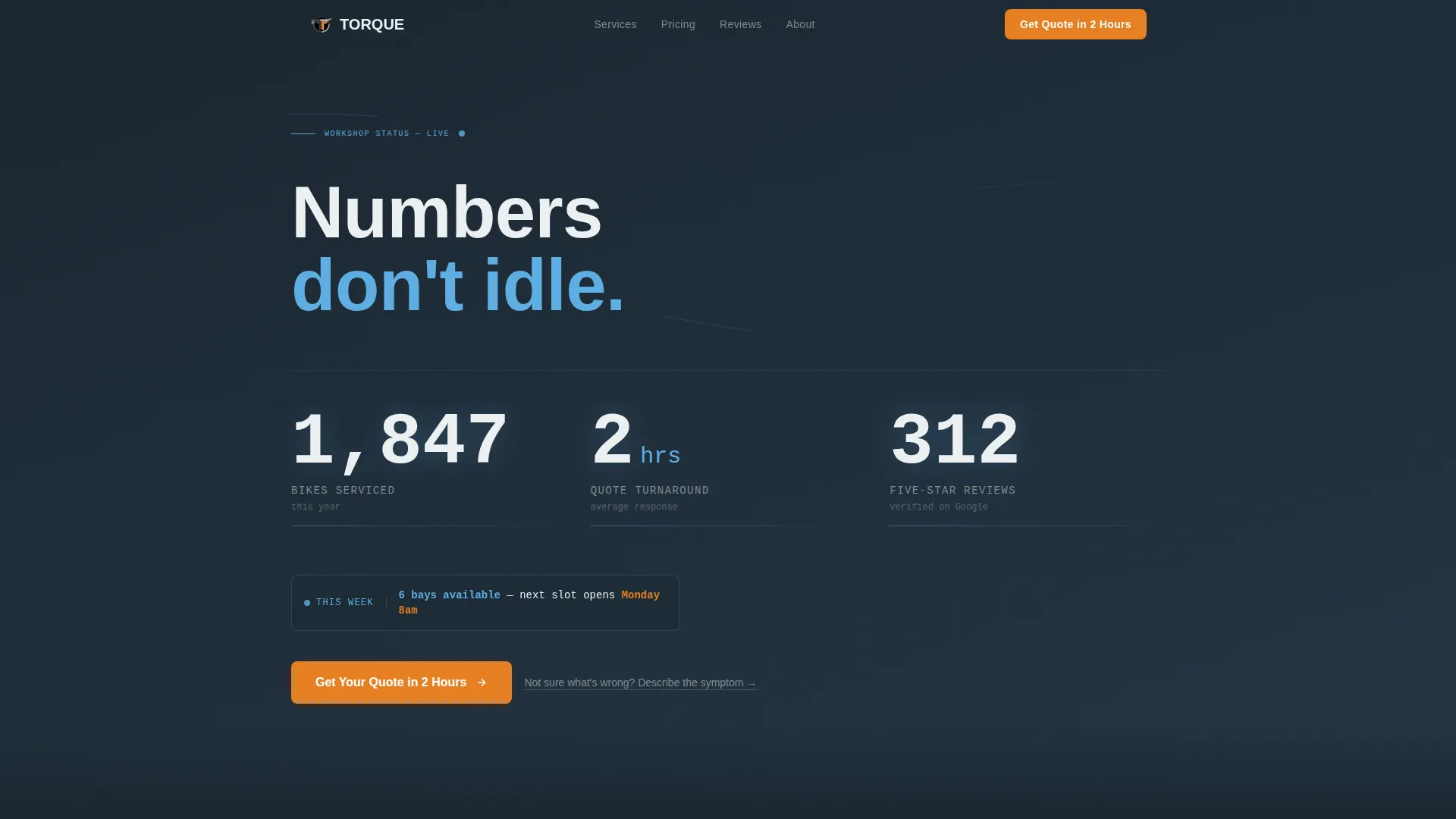 Motorcycle Mechanic Quote Landing Page Template
