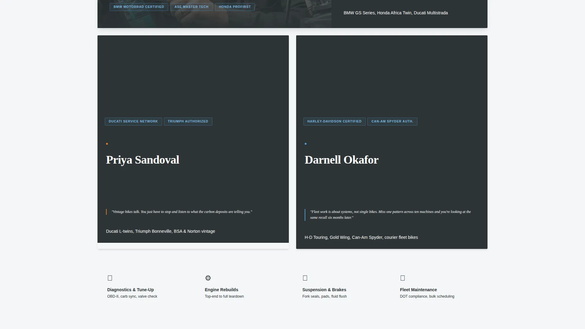 Motorcycle Mechanic Landing Page Template