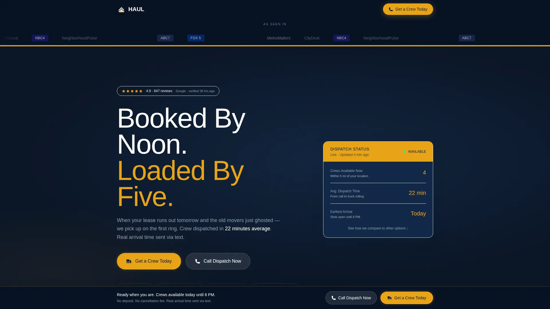 Emergency Moving Landing Page Template