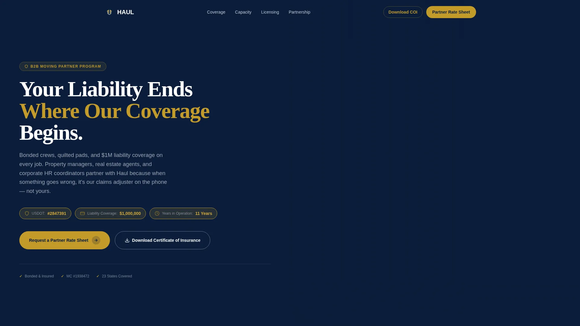 B2B Moving Company Landing Page Template