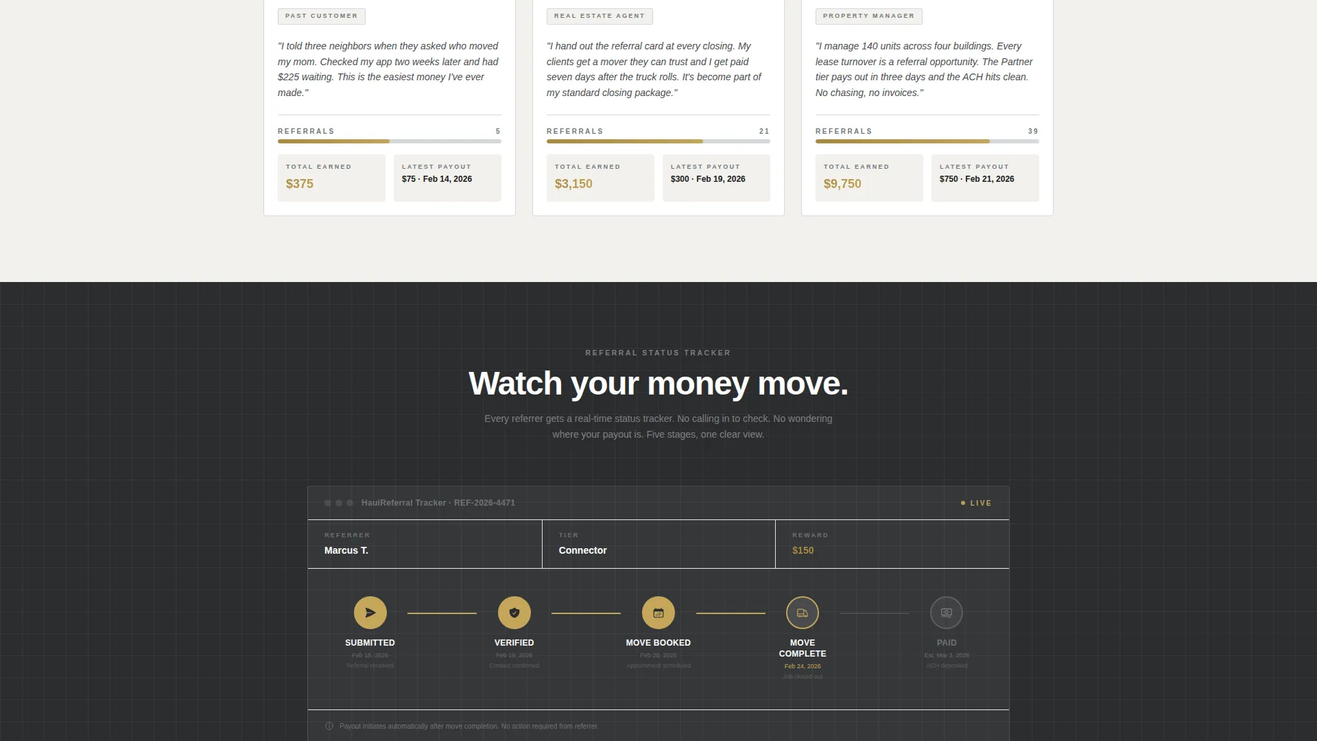 Moving Company Referral Program Landing Page Template
