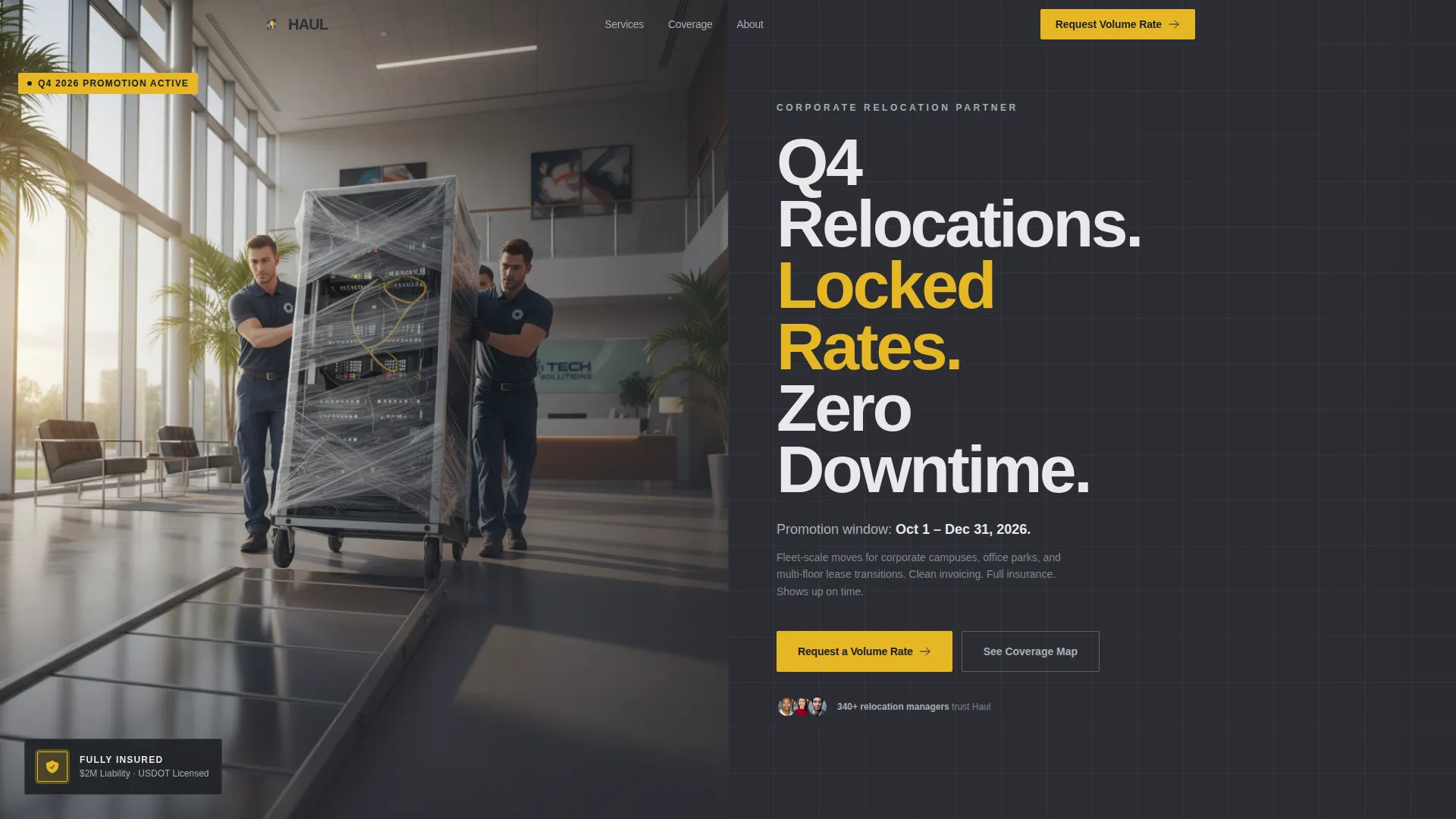 Corporate Moving Landing Page Template for B2B Movers