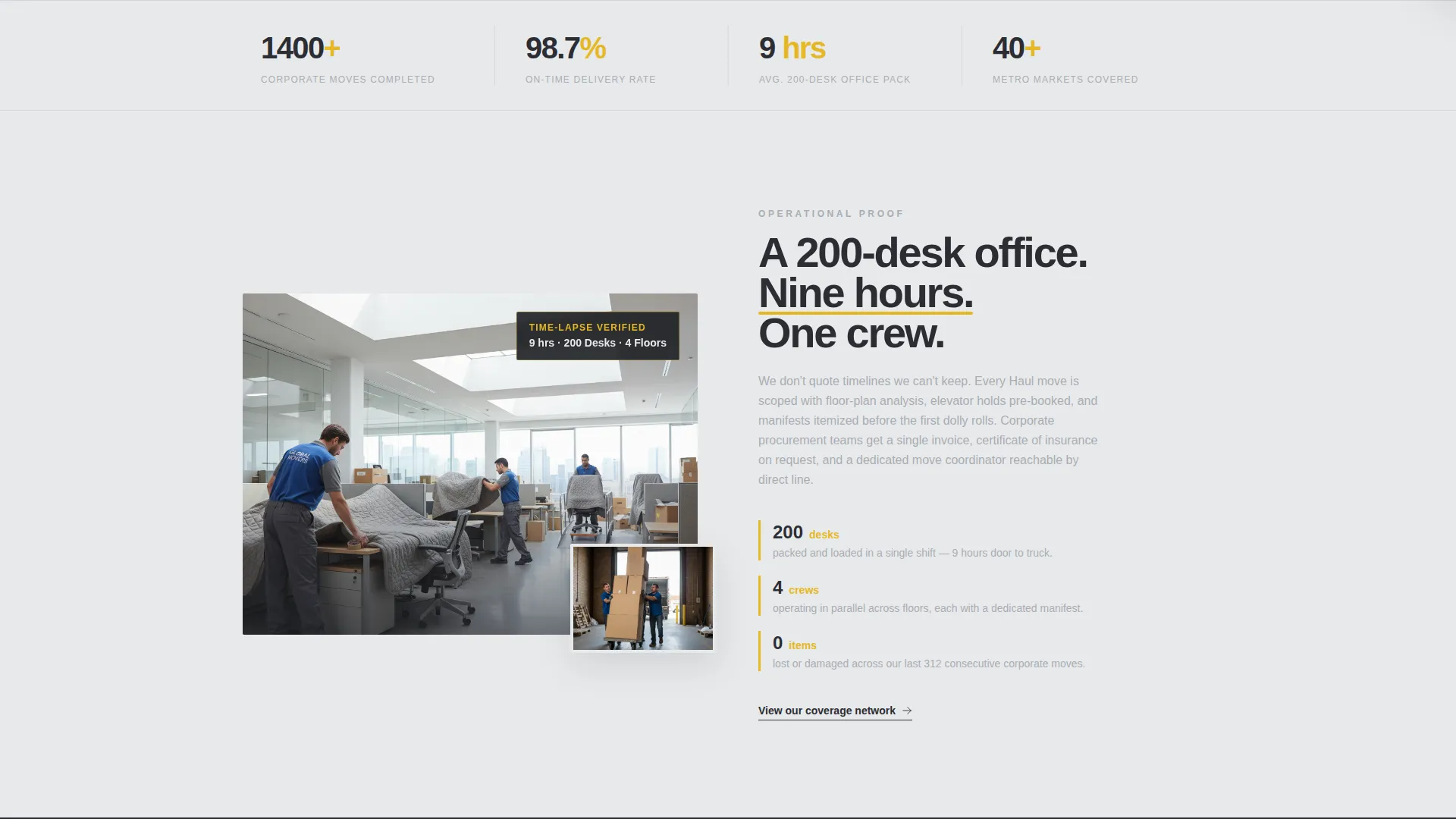 Corporate Moving Landing Page Template for B2B Movers