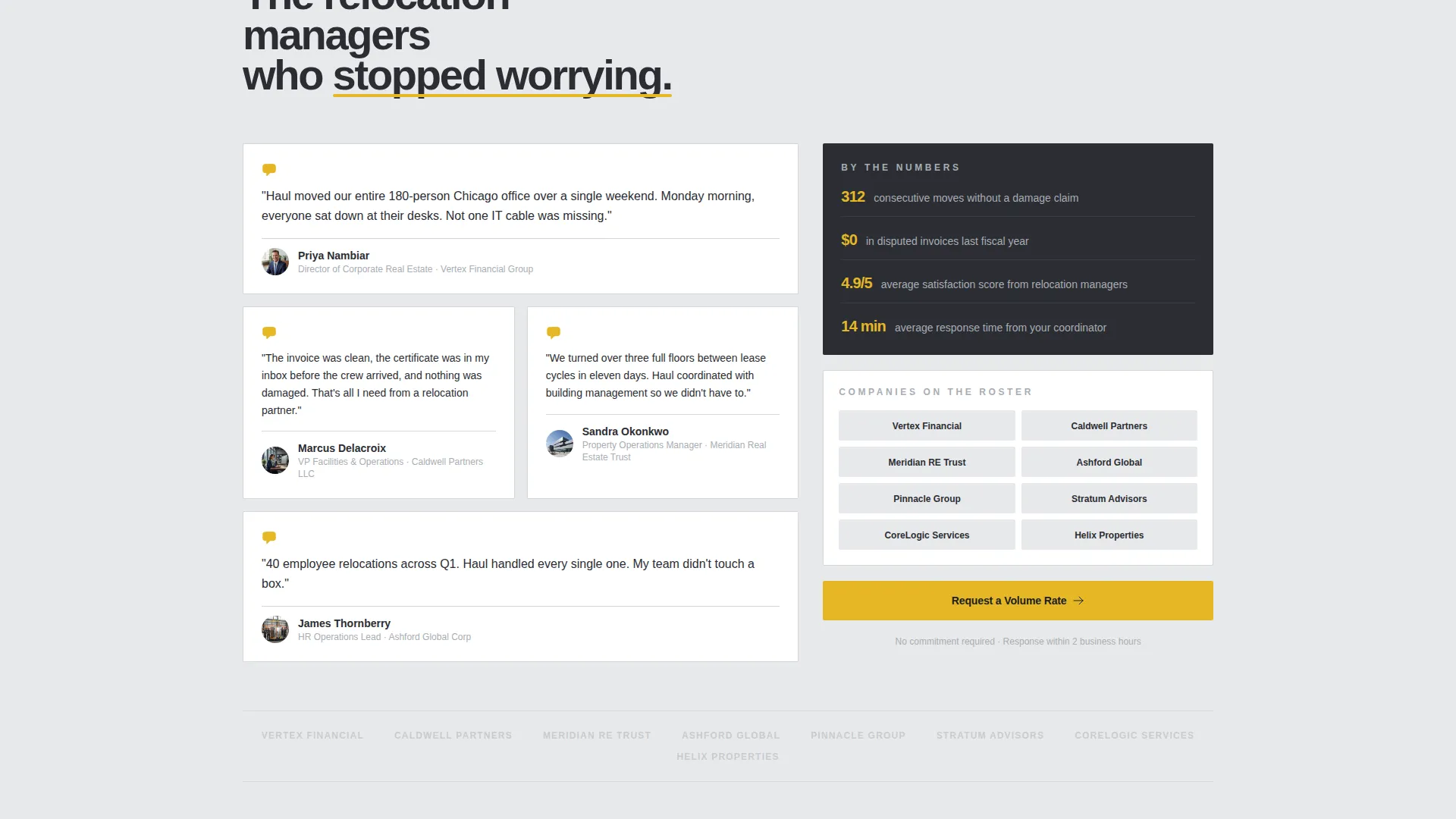 Corporate Moving Landing Page Template for B2B Movers