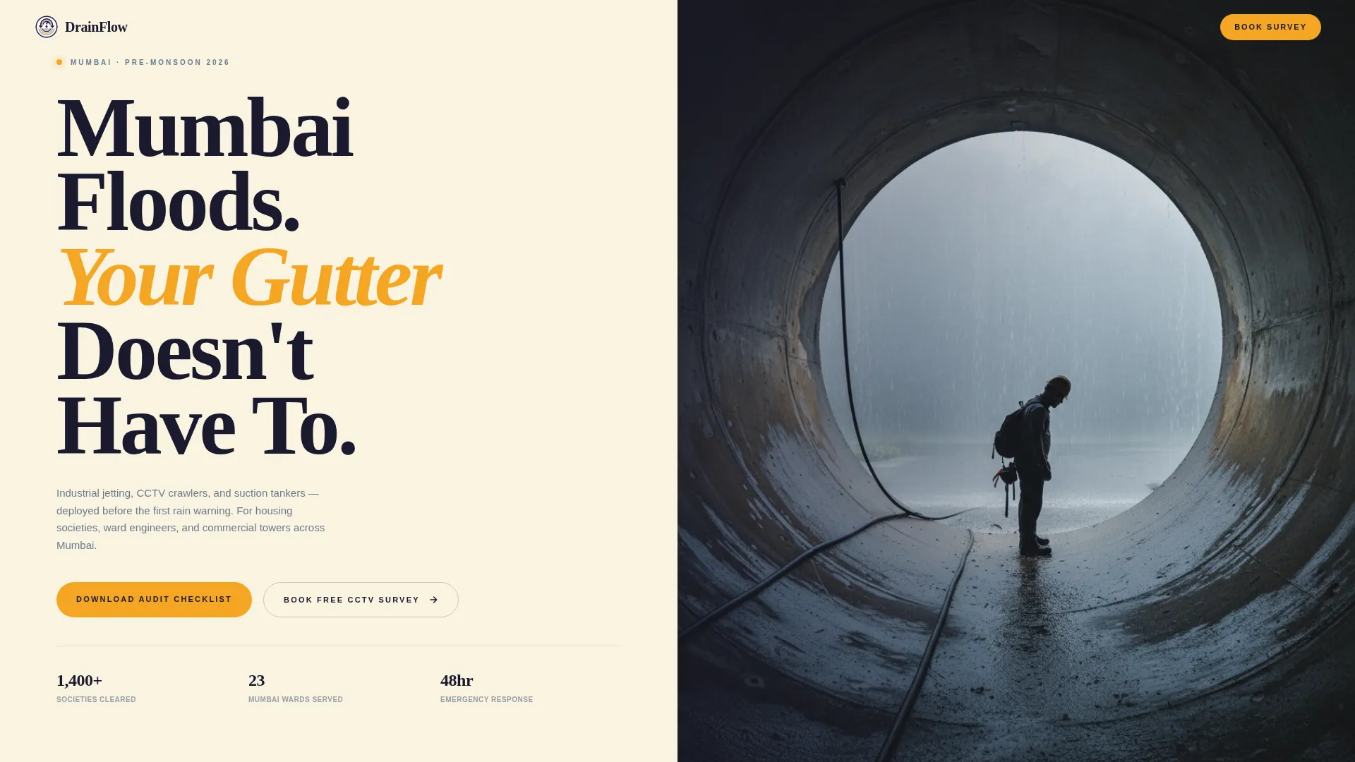 Mumbai Drainage Service Landing Page Template