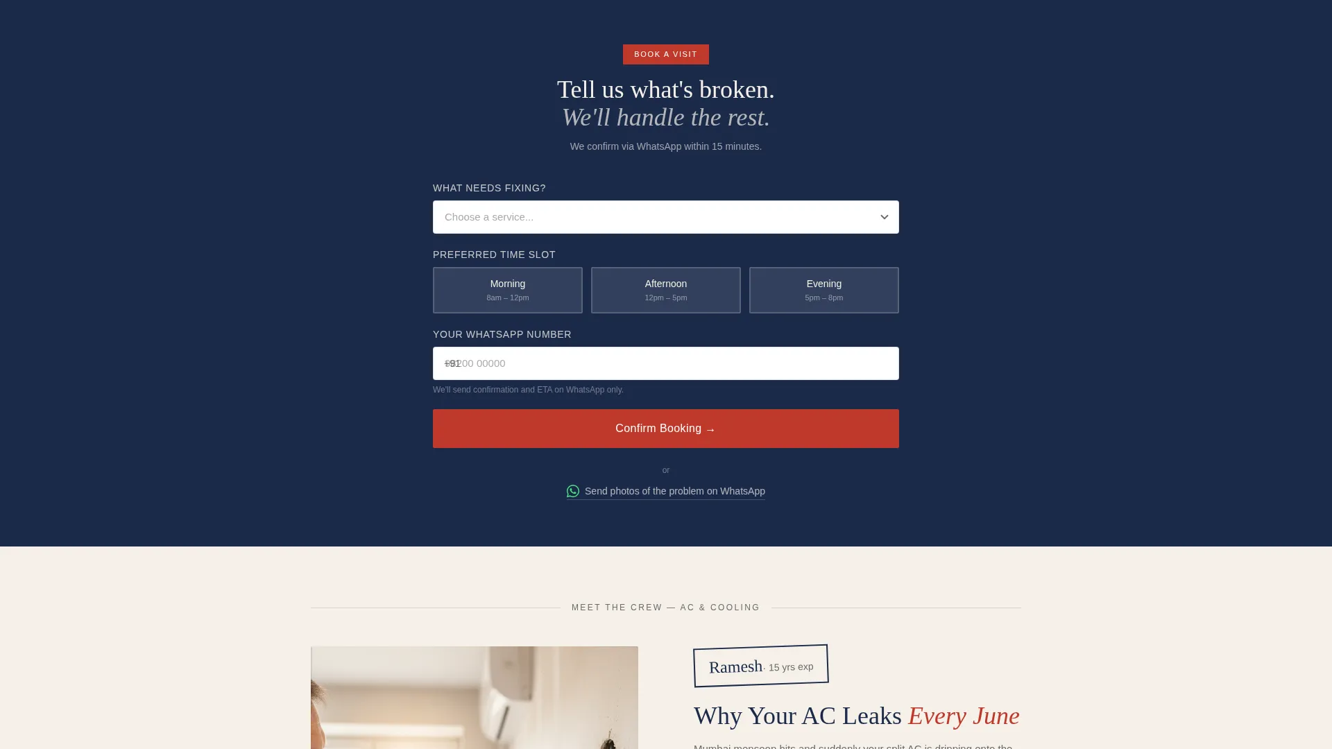 Handyman Landing Page Template for Local Services