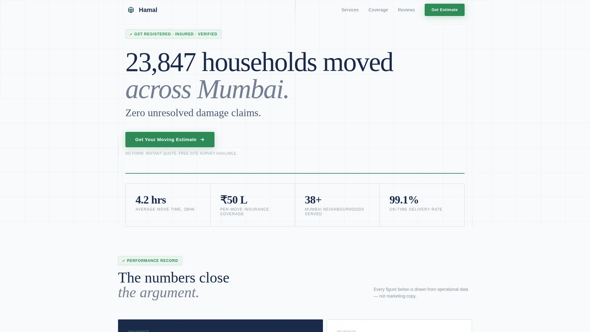 Mumbai Moving Company Landing Page Template