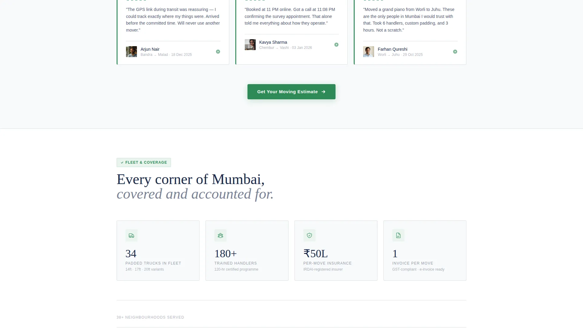 Mumbai Moving Company Landing Page Template