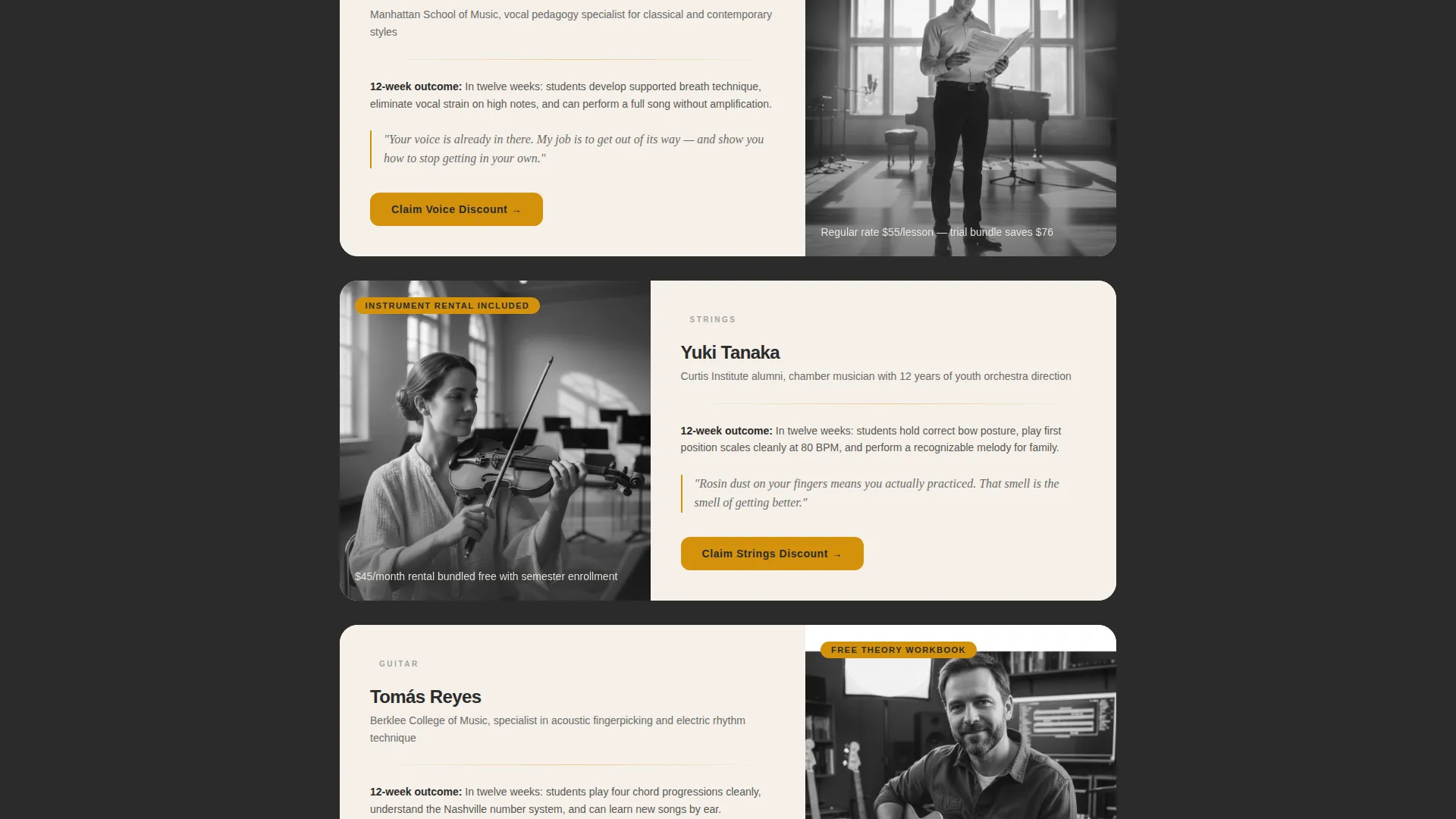 Music School Marketing Professional Website Template