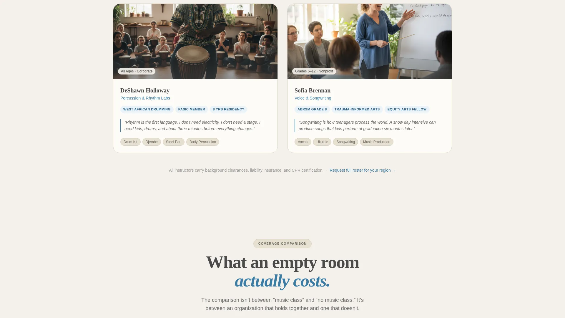 Music School Marketing Portfolio & Case Study Website Template