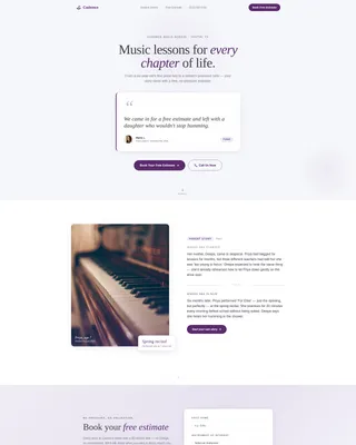 Specialist Music School Marketing Appointment Booking Website Template