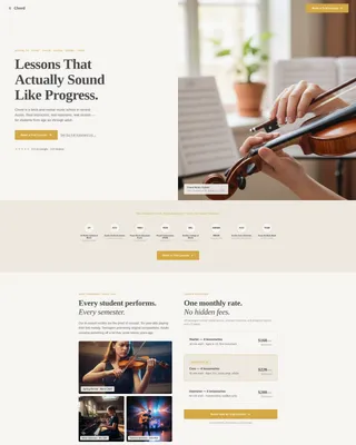 Complete Music School Marketing Appointment Booking Website Template