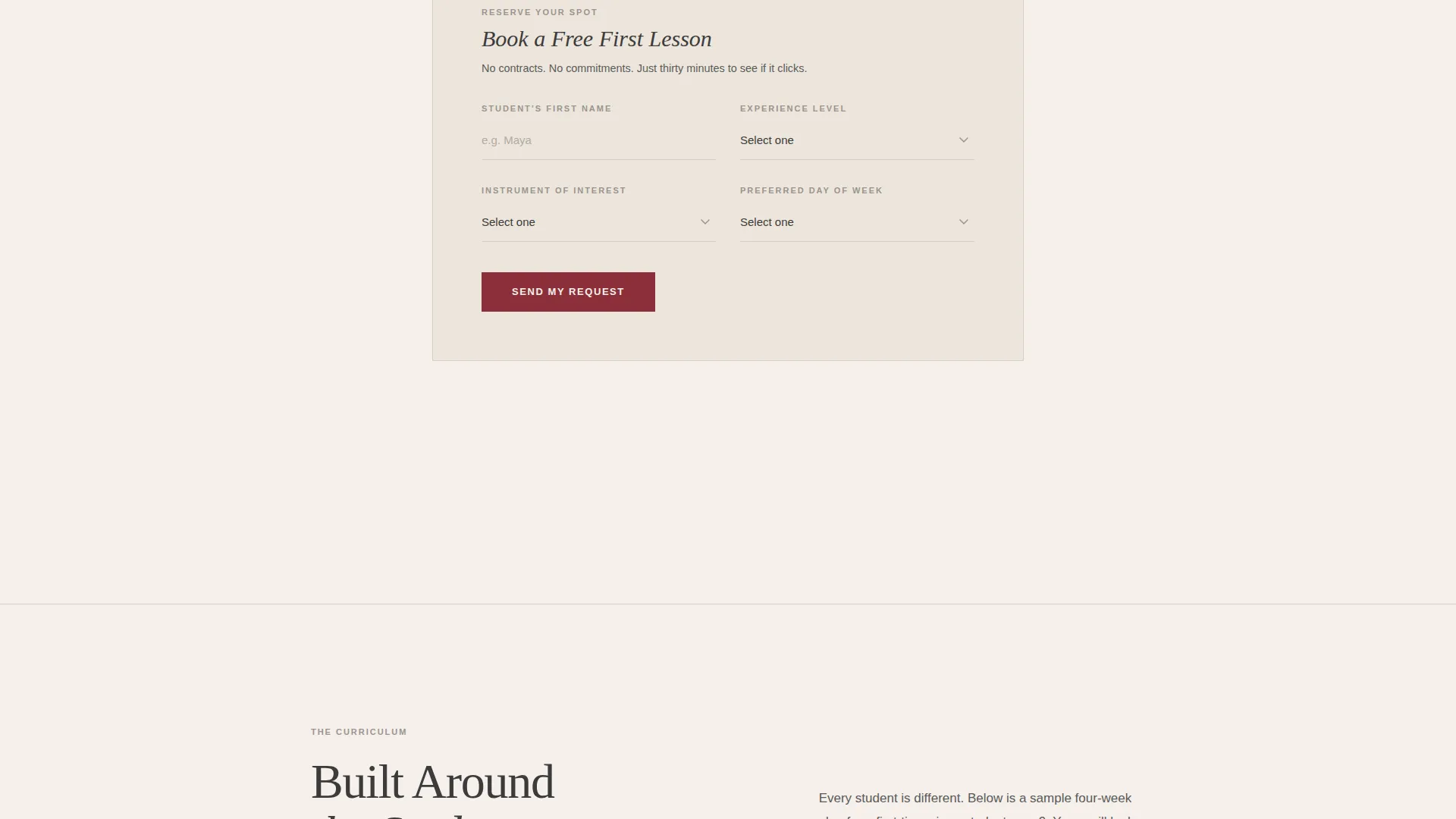 Advanced Music School Marketing Appointment Booking Website Template