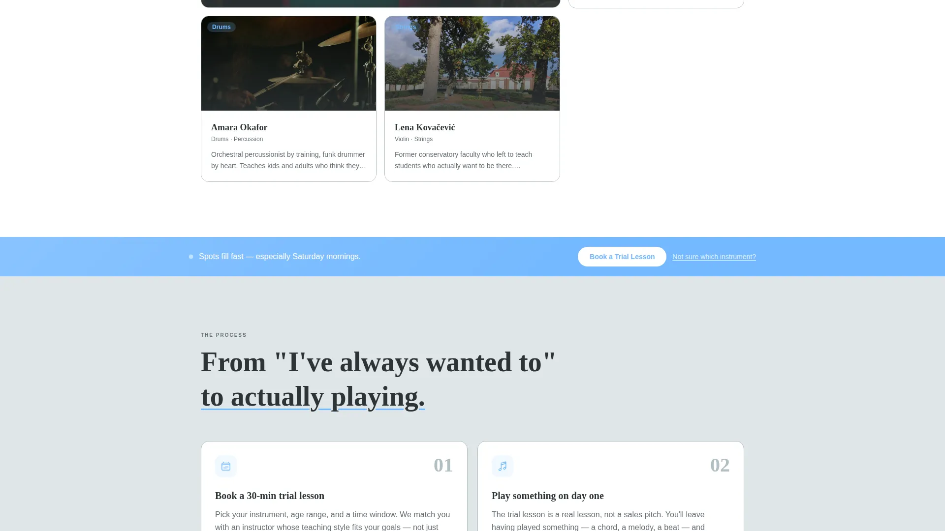 Music School Marketing FAQ & Common Questions Website Template