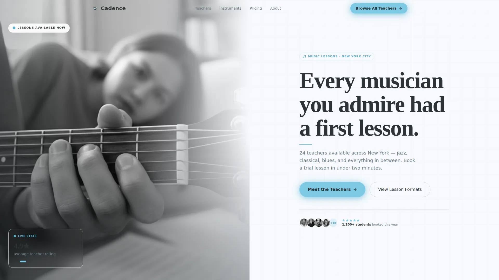 Editorial Music Teacher Landing Page Template