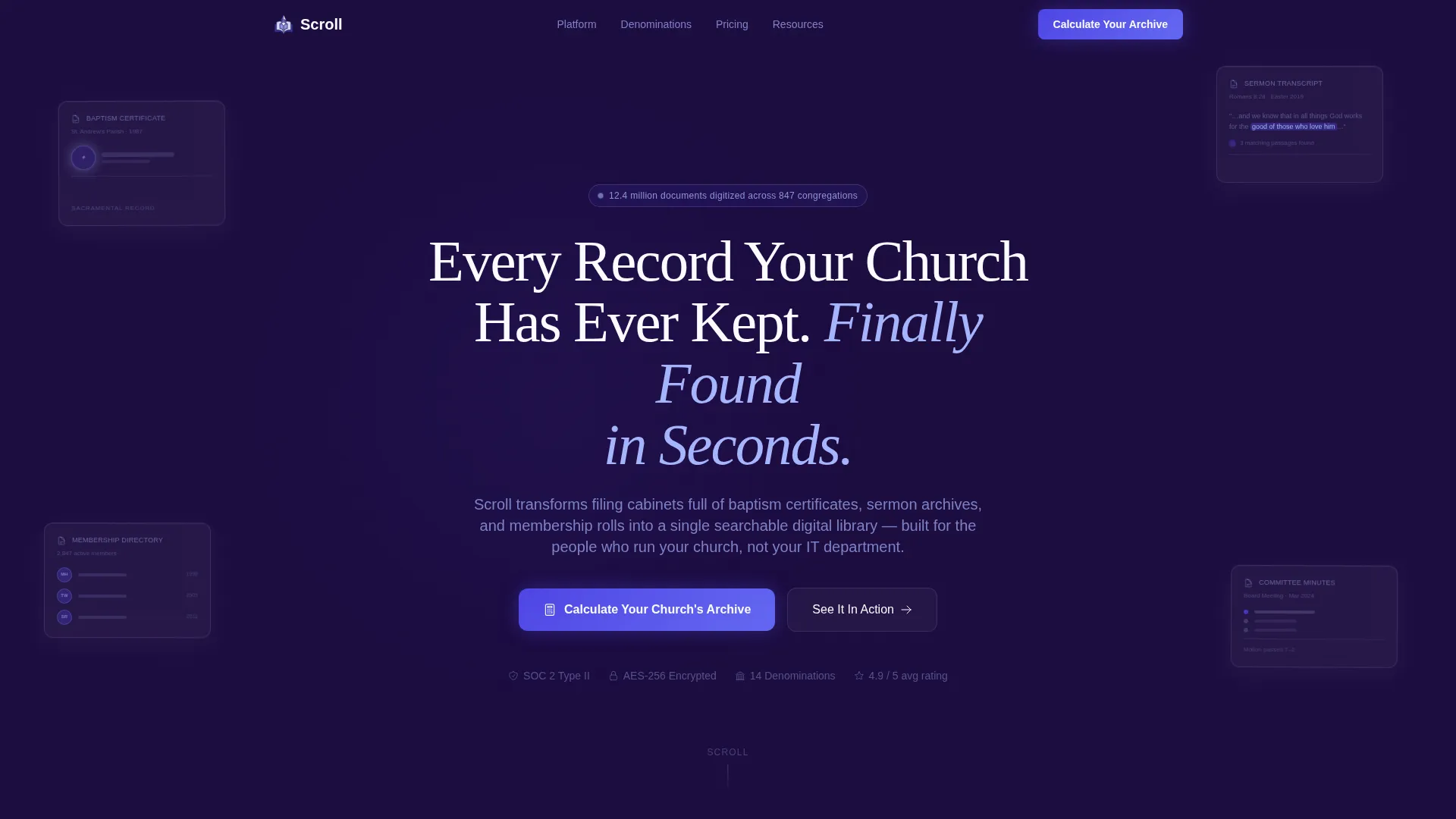 Church & Religious Software Specialist Cost Calculator Website Template